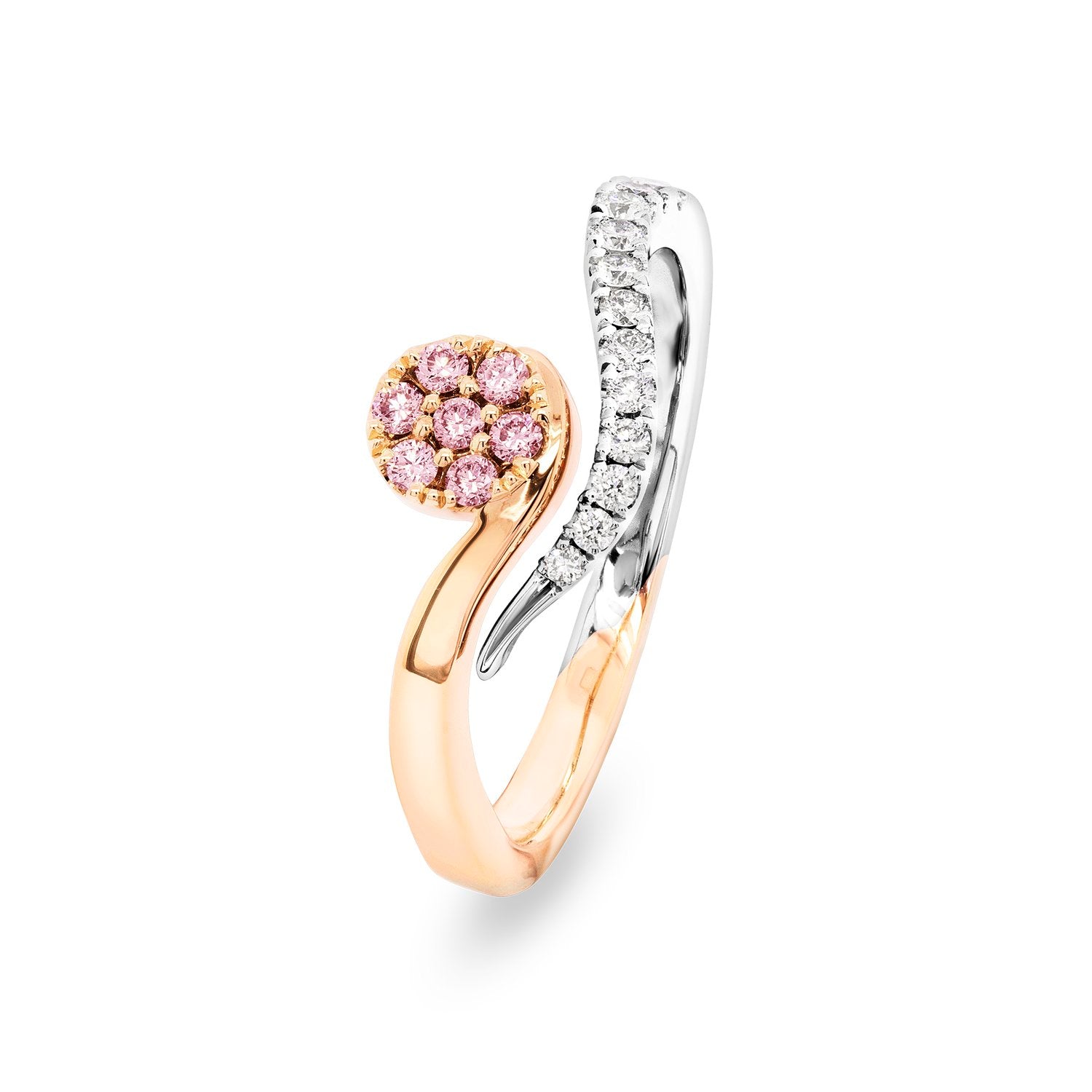 18ct Two Tone Gold Pink Diamond Dress Ring