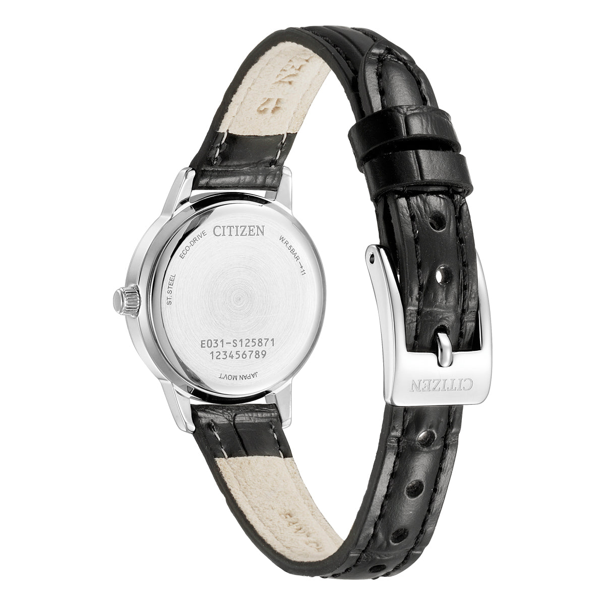 Citizen Ladies Leather Watch (Black)