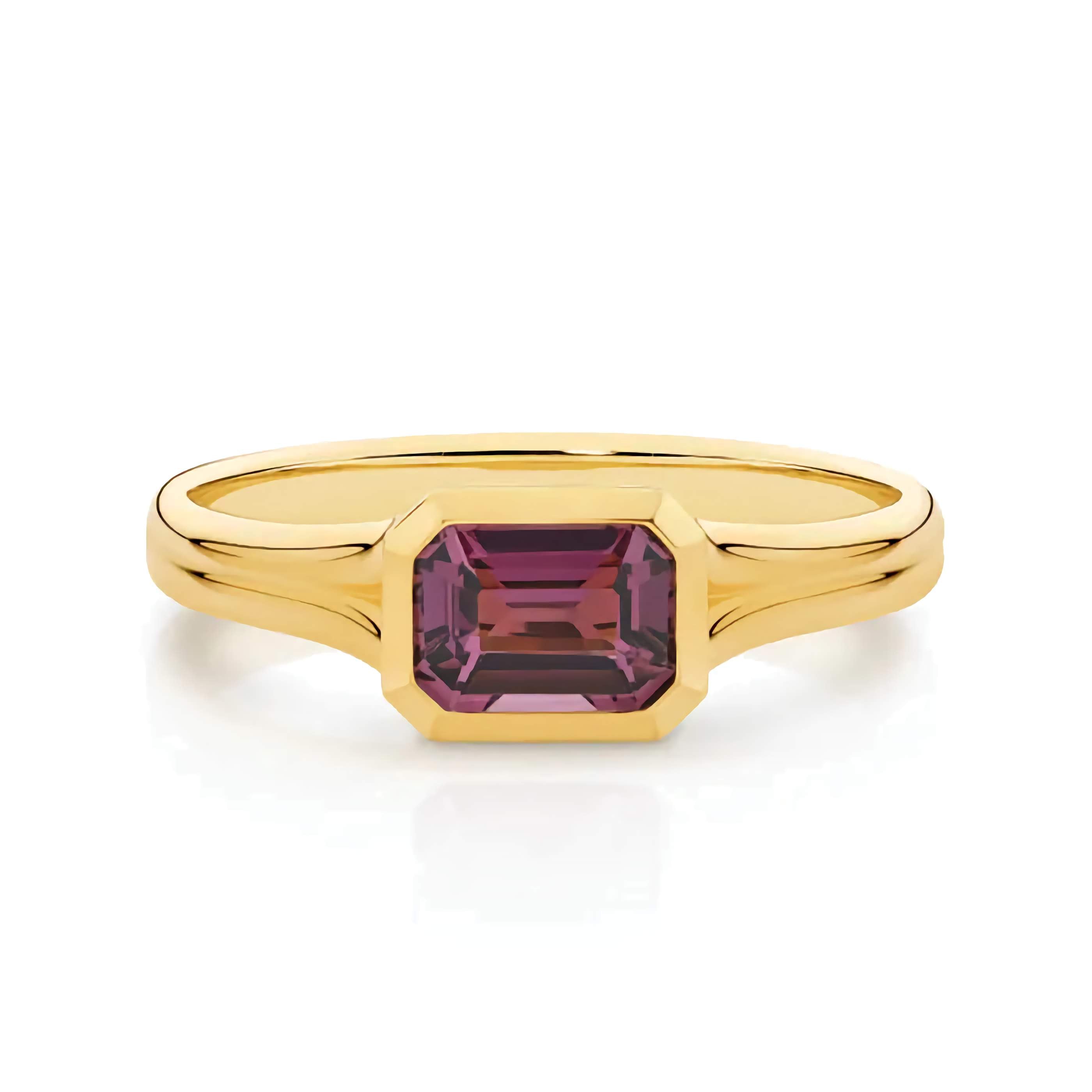 Jacqui 9ct Yellow Gold Emerald Cut Purple Spinel Ring