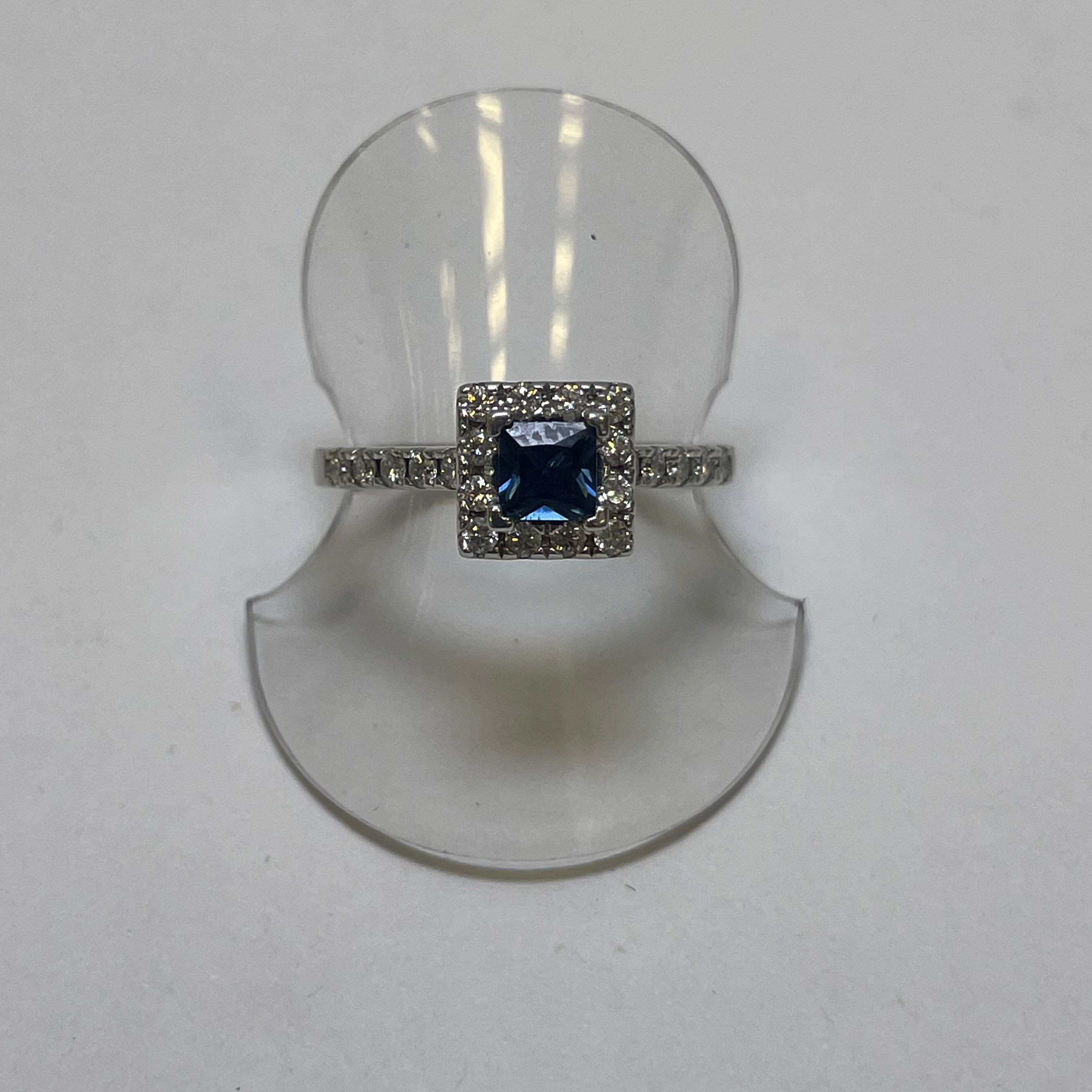 Angelique 9ct White Gold Sapphire Diamond Ring (Size L)