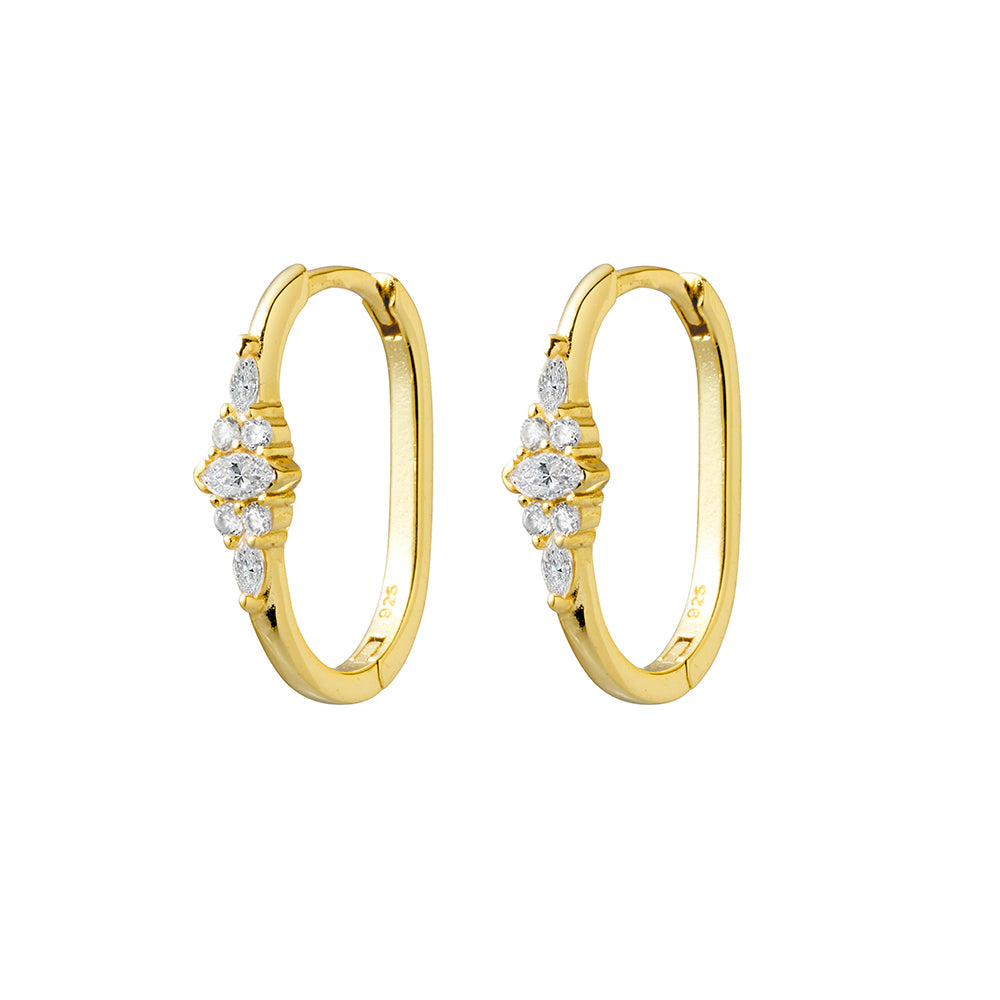 Genevieve CZ Encrusted Huggie Earrings