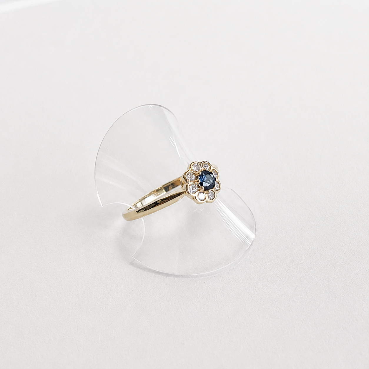 Fleur 9ct Gold Sapphire & Diamond Flower Ring (Size O)