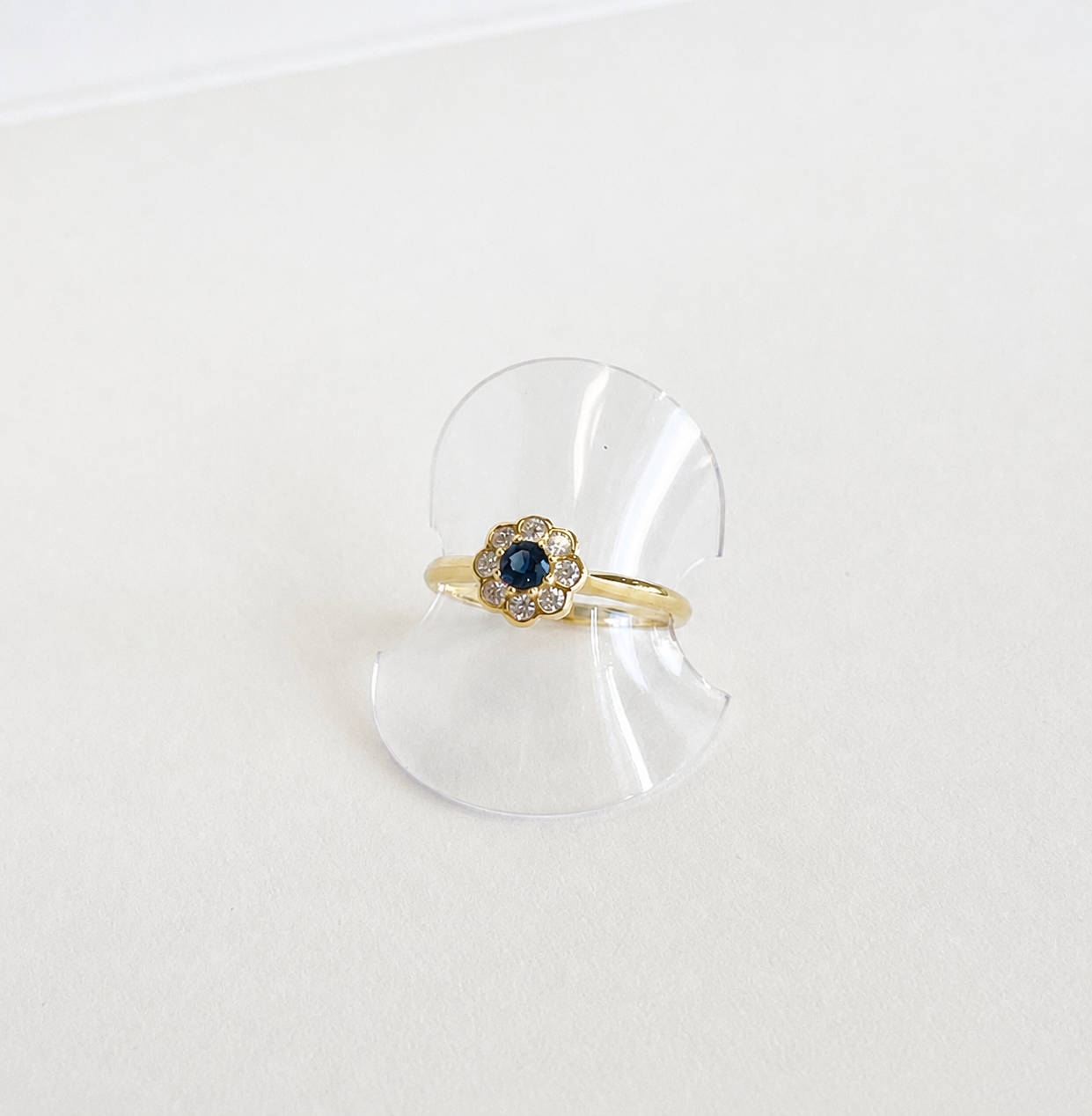 Fleur 9ct Gold Sapphire & Diamond Flower Ring (Size O)