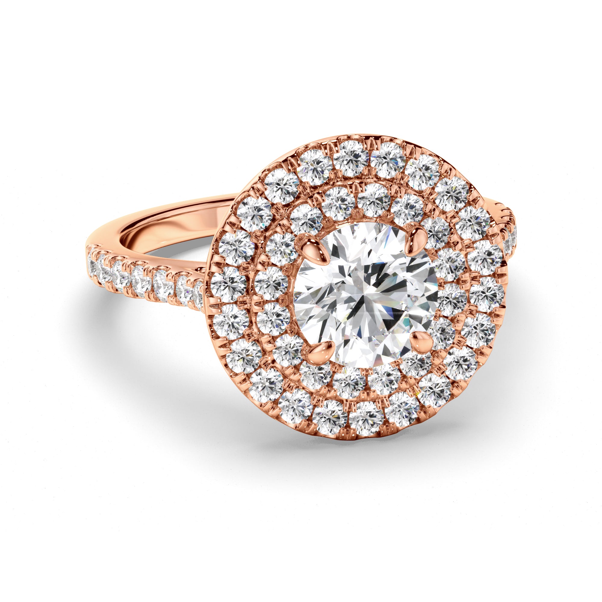 Althea - Round Brilliant Cut Diamond Double Halo Engagement Ring