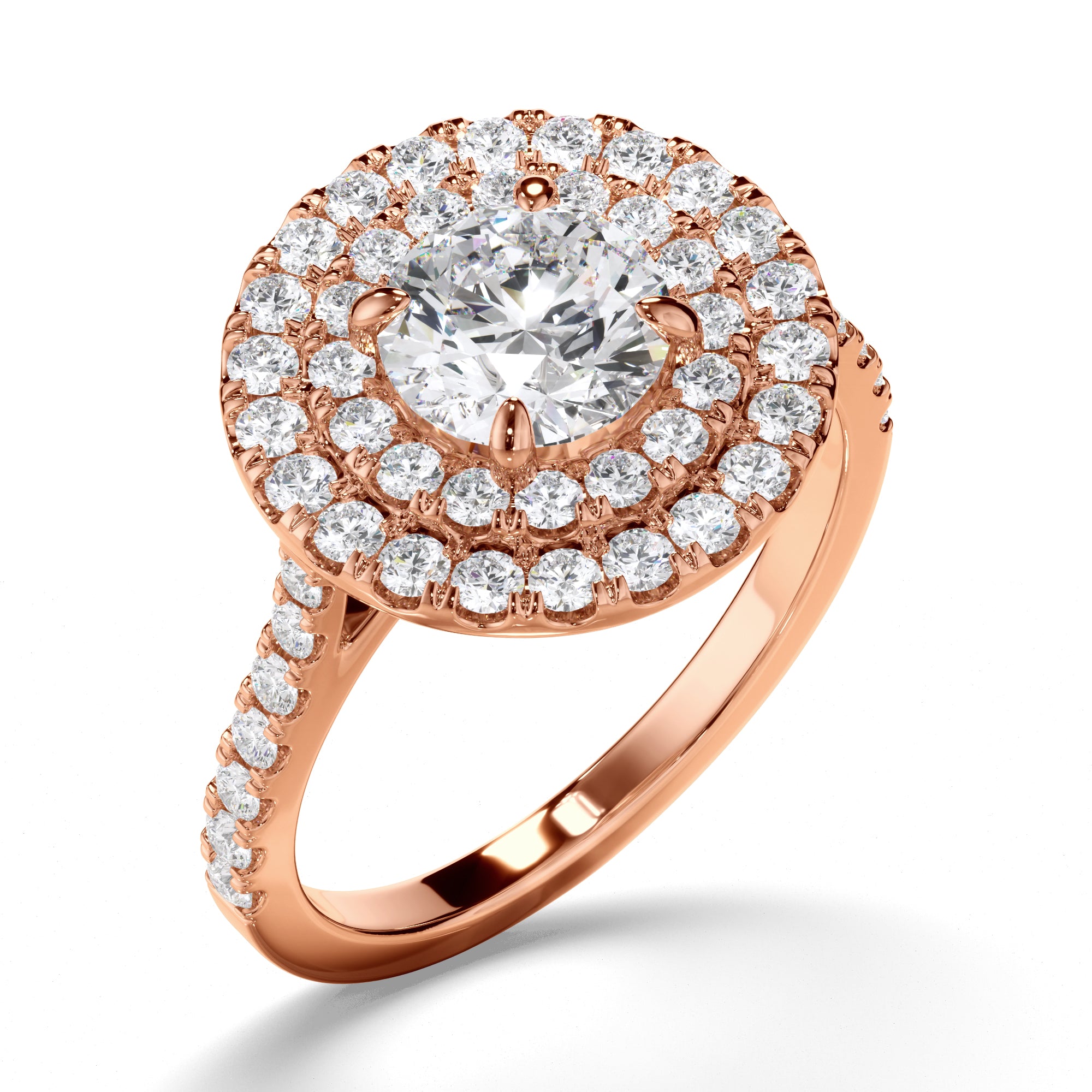 Althea - Round Brilliant Cut Diamond Double Halo Engagement Ring