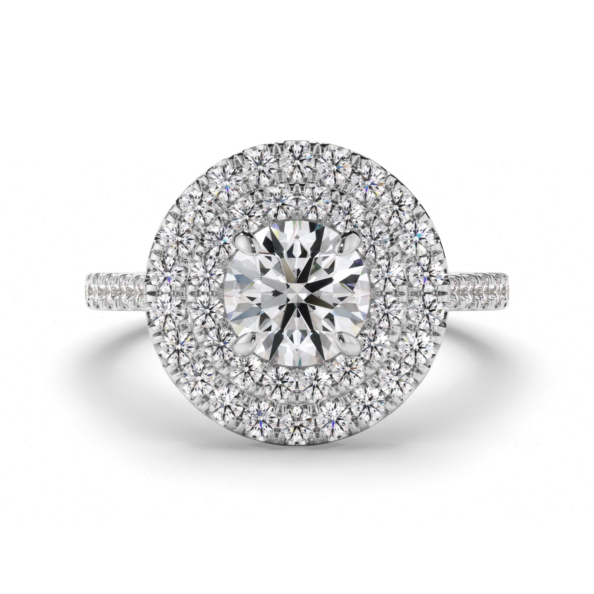 Althea - Round Brilliant Cut Diamond Double Halo Engagement Ring
