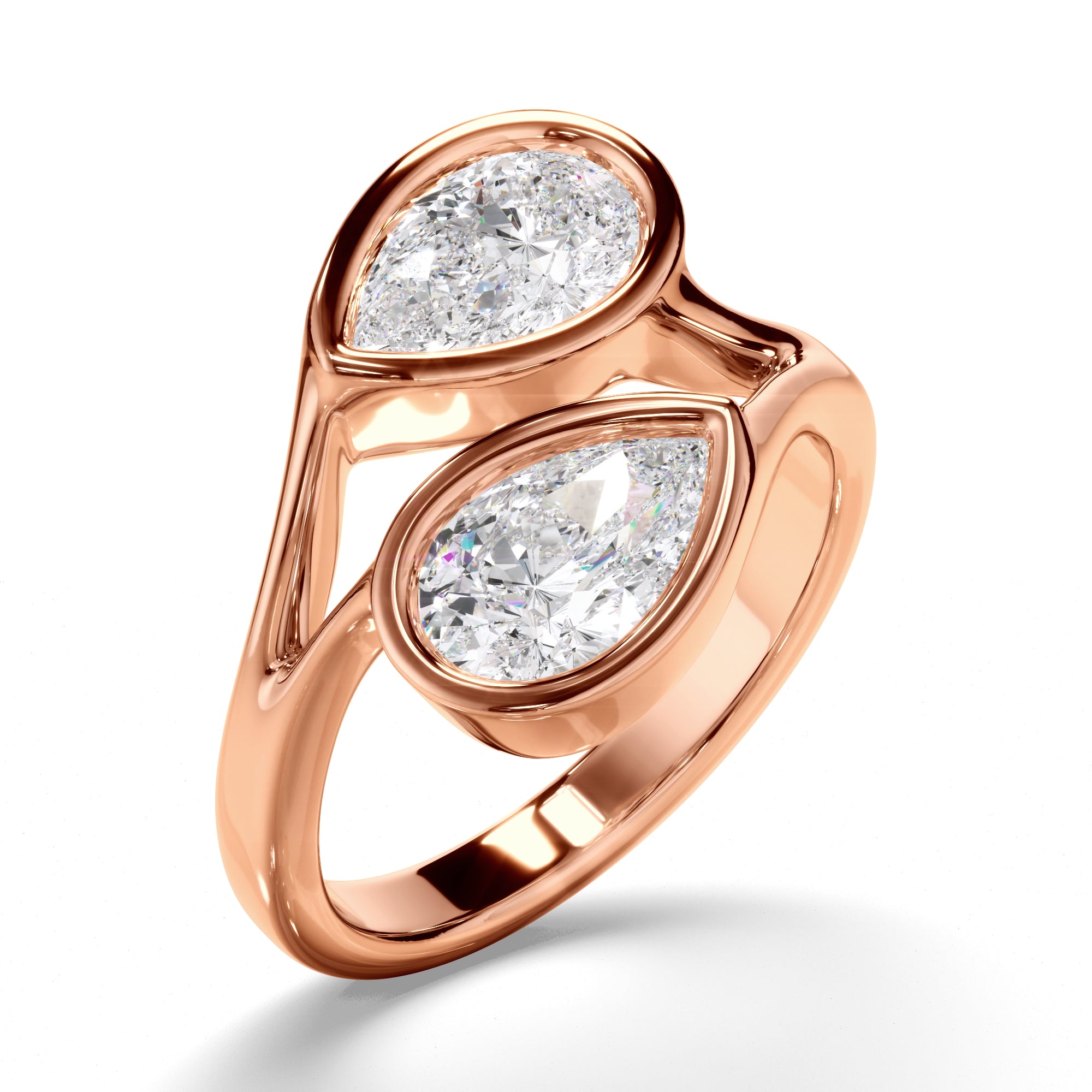 Theodora - Pear Cut Diamond Toi et Moi Engagement Ring