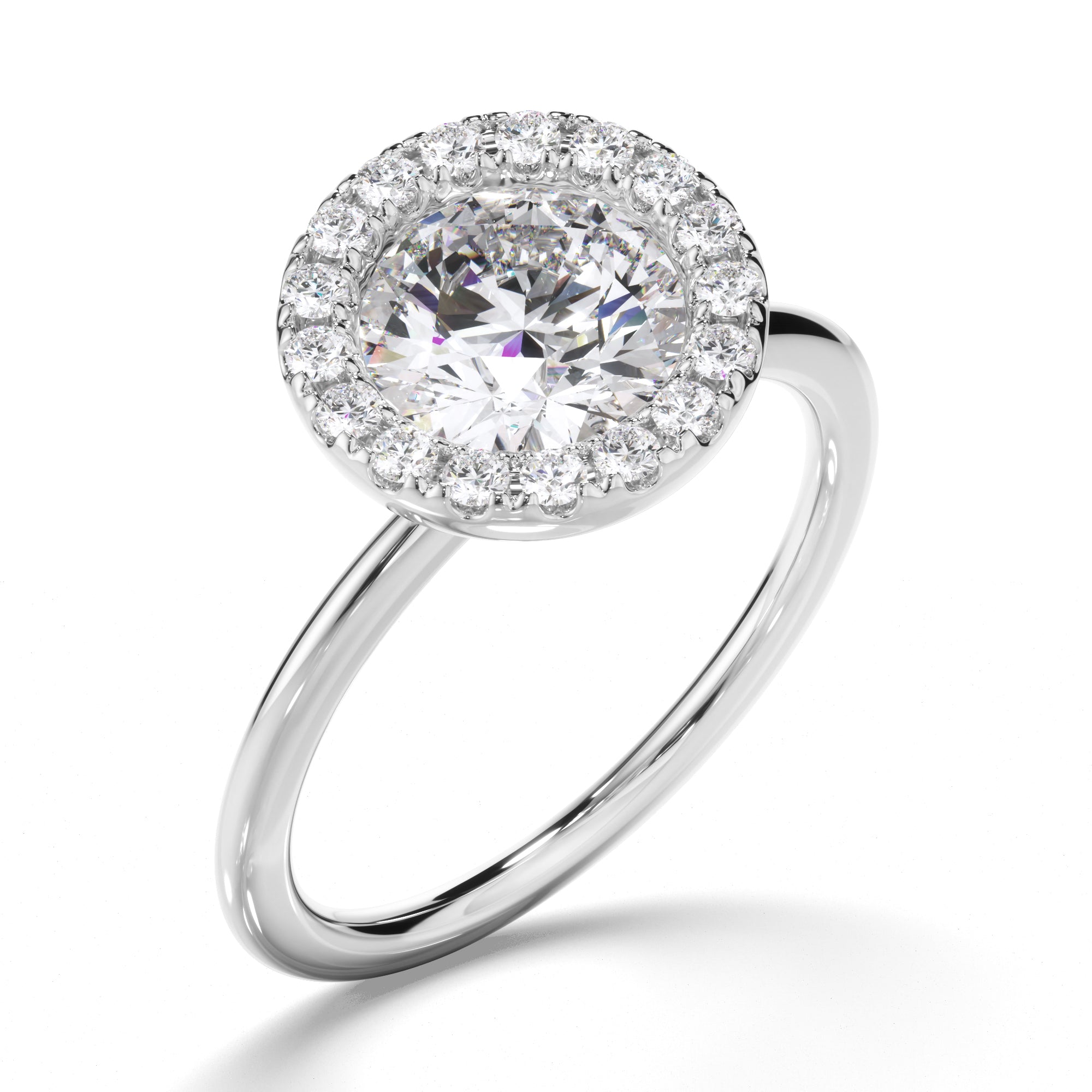 Eudora - Round Brilliant Cut Diamond Halo Engagement Ring
