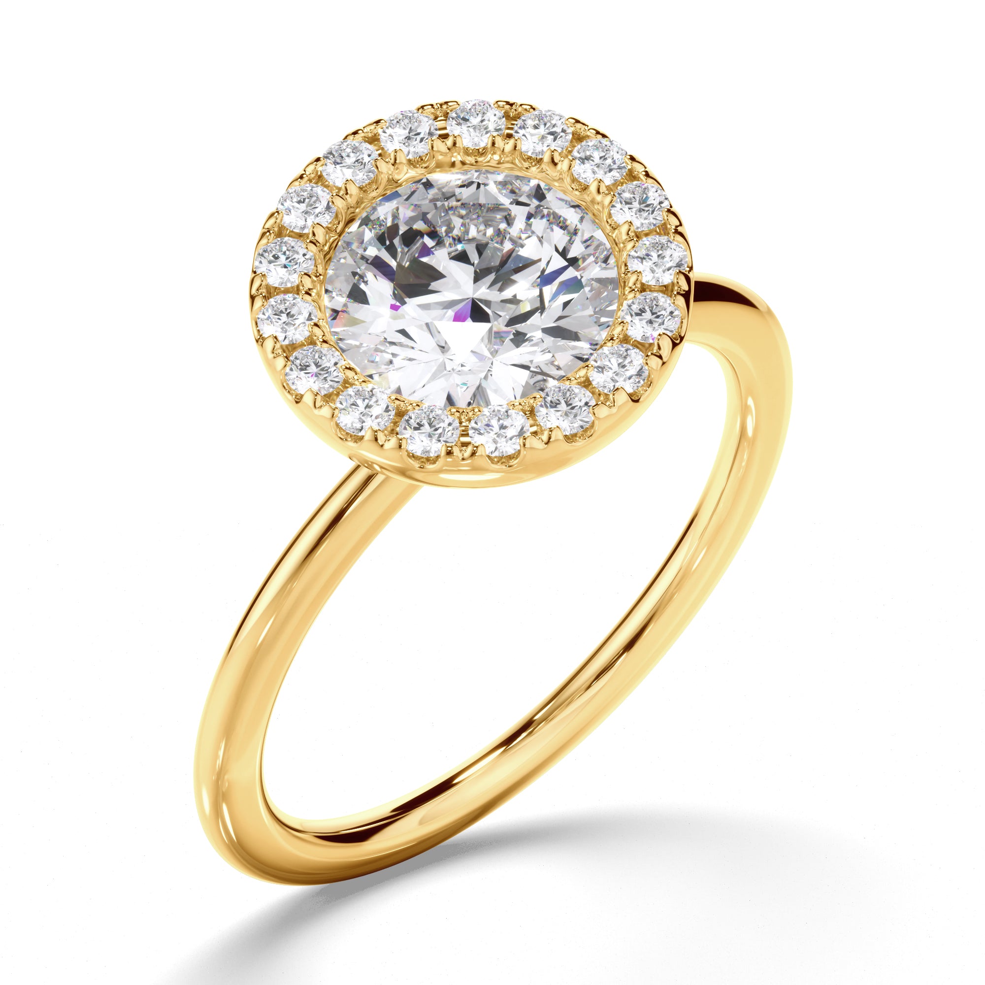 Eudora - Round Brilliant Cut Diamond Halo Engagement Ring