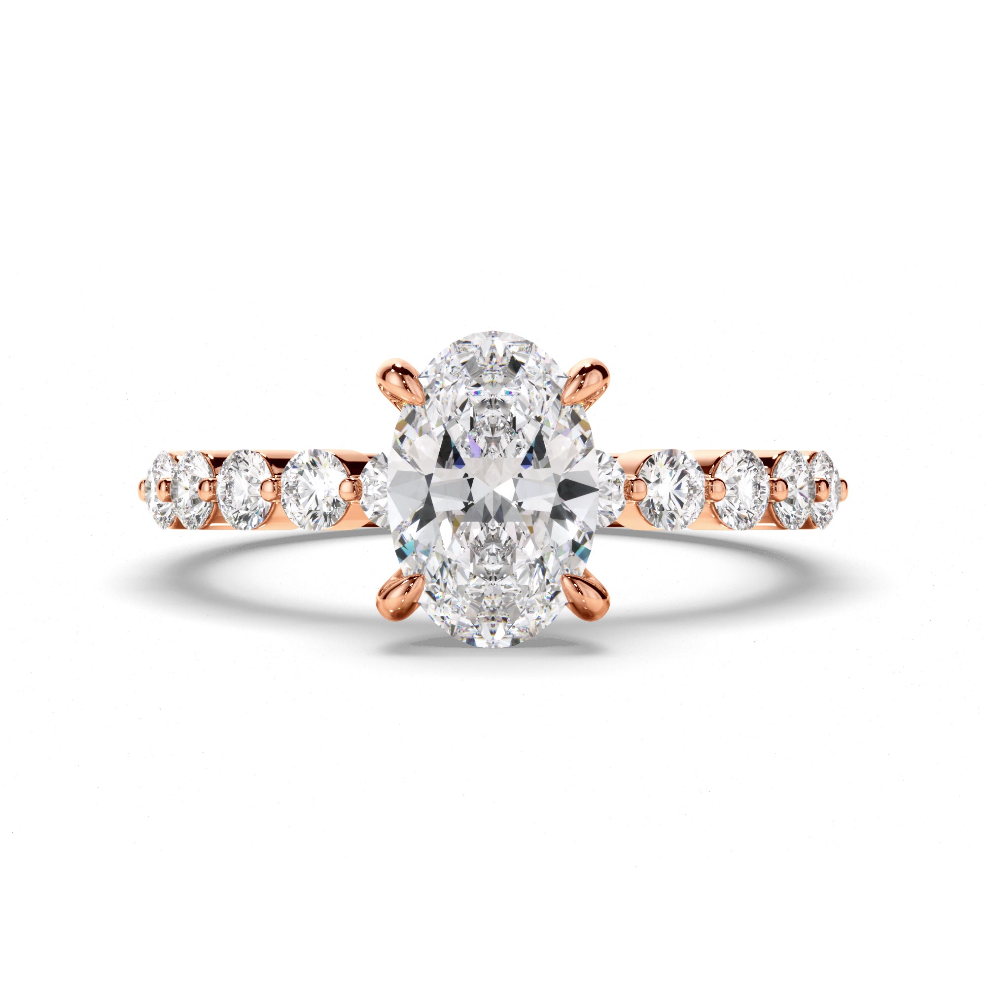 Hera - Oval Cut Diamond Engagement Ring with Diamond Sides