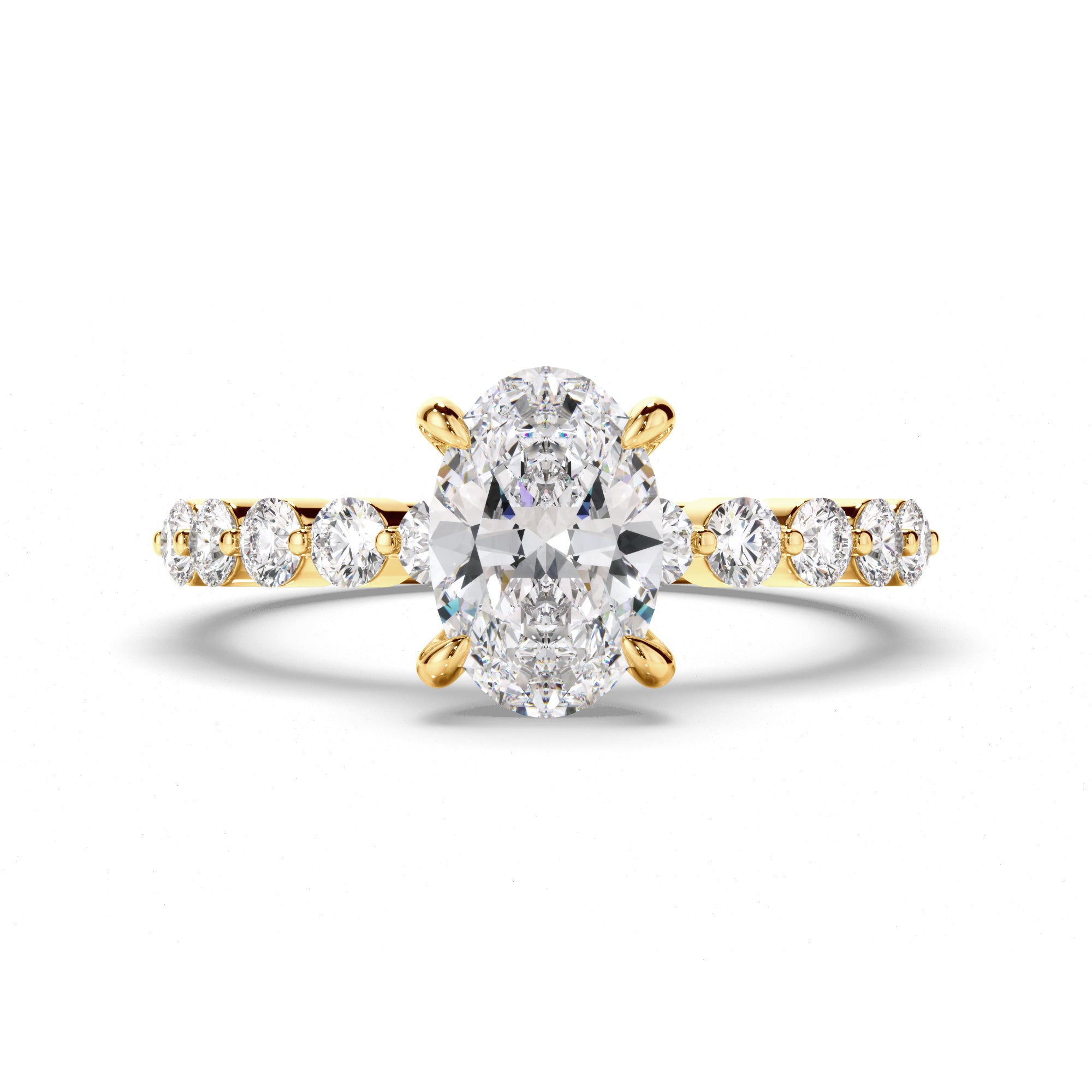 Hera - Oval Cut Diamond Engagement Ring with Diamond Sides