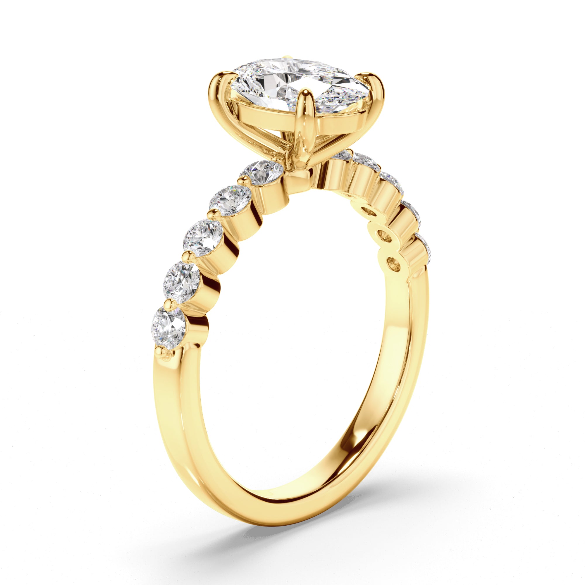 Hera - Oval Cut Diamond Engagement Ring with Diamond Sides