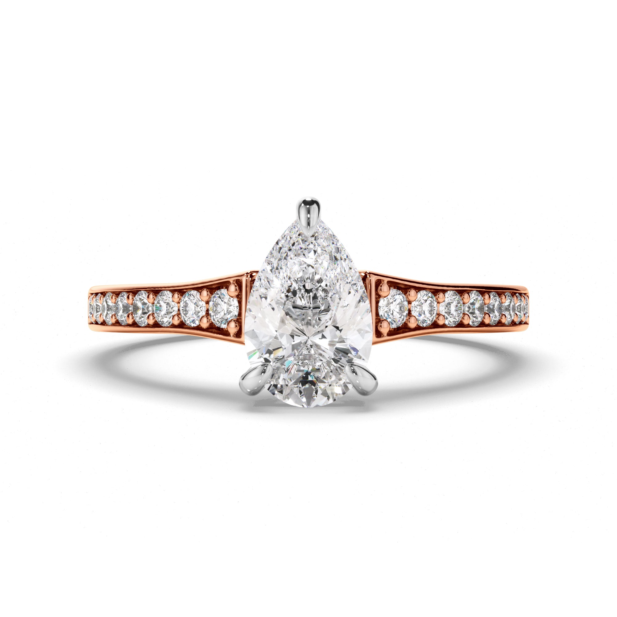 Diana - Pear Cut Diamond Engagement Ring with Diamond Sides