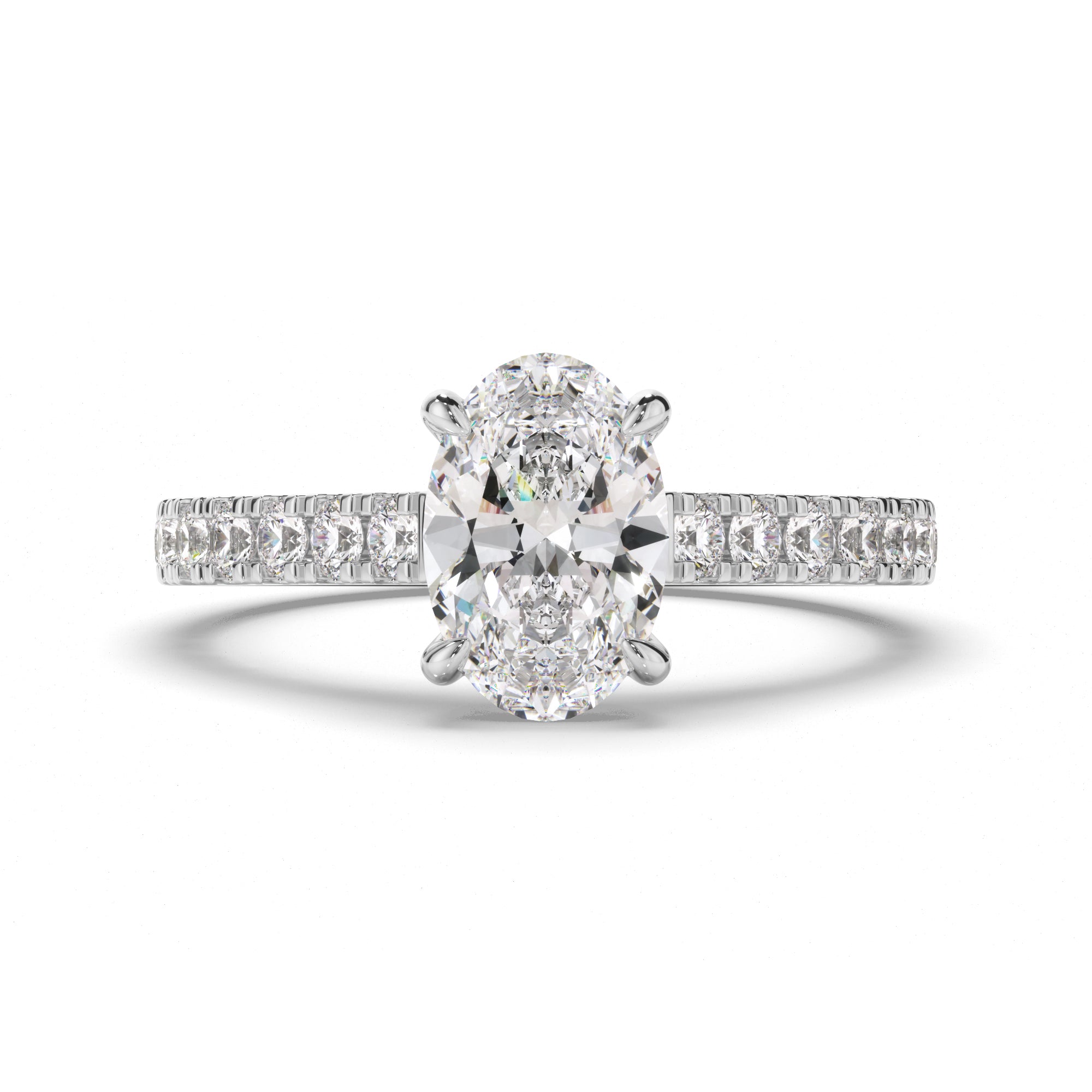 Selene - Oval Cut Diamond Engagement Ring with Diamond Sides
