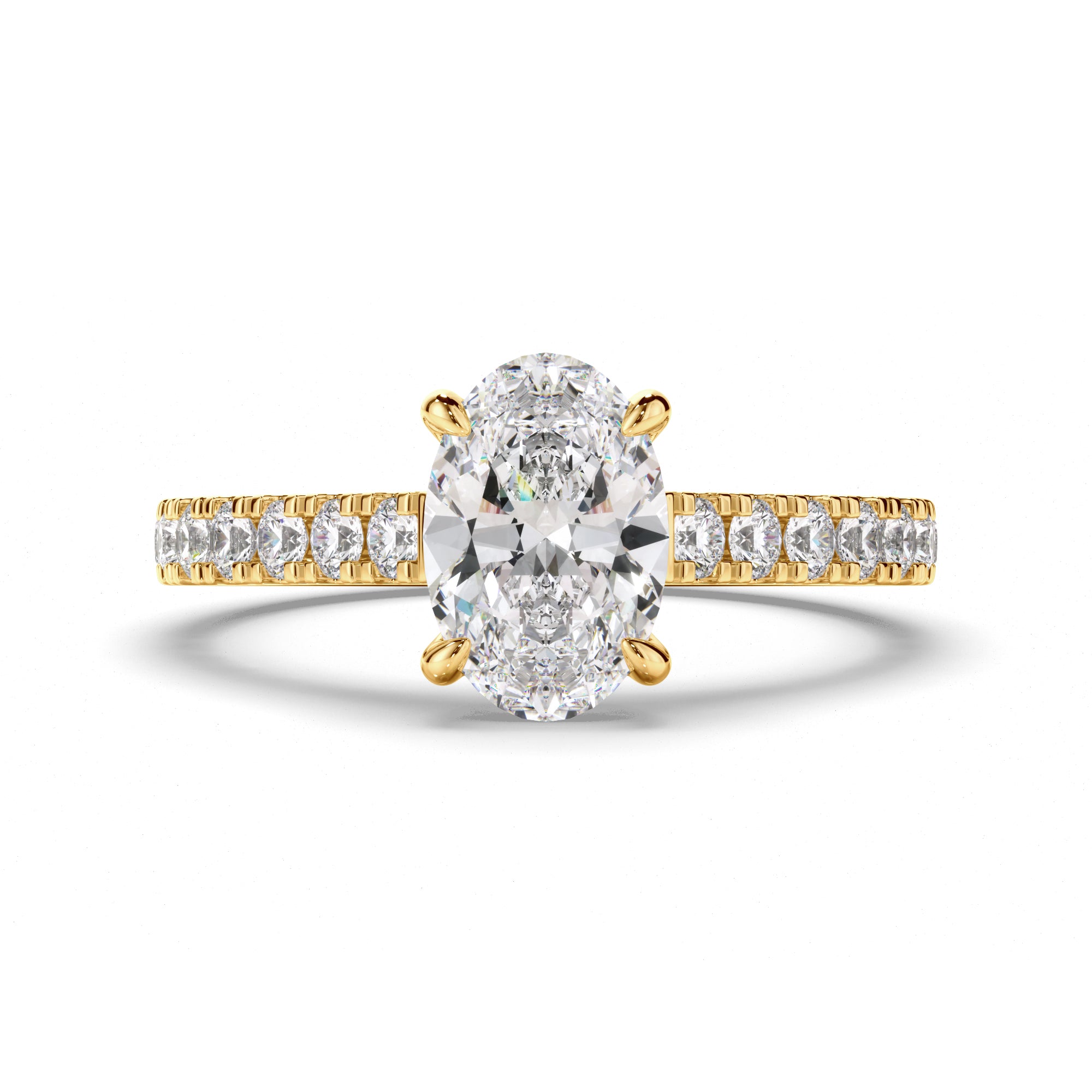 Selene - Oval Cut Diamond Engagement Ring with Diamond Sides