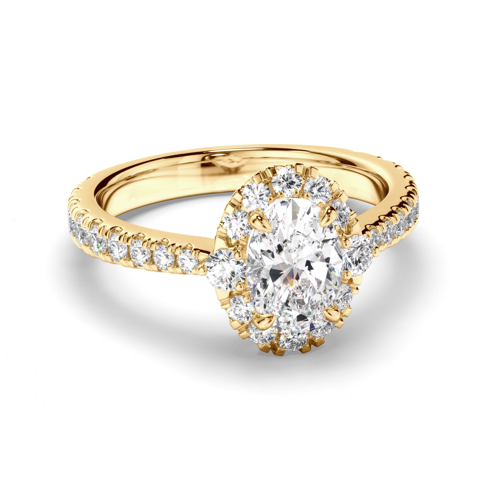 Eleanor - Oval Cut Diamond Halo Engagement Ring with Diamond Sides