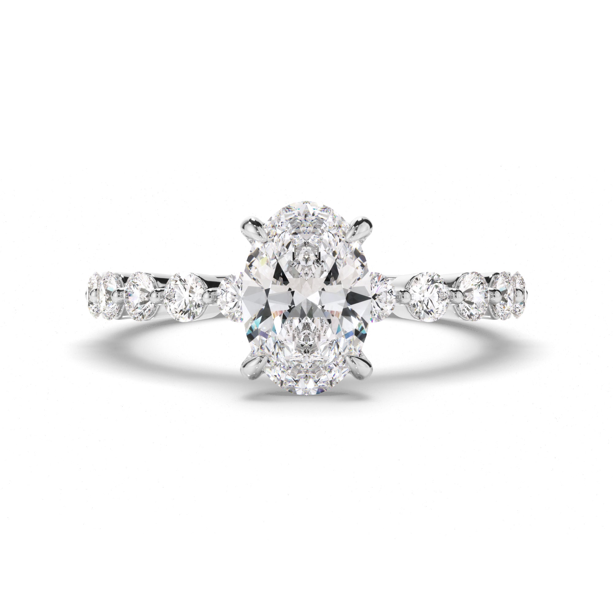 Lacey - Oval Cut Diamond Engagement Ring with Diamond Sides