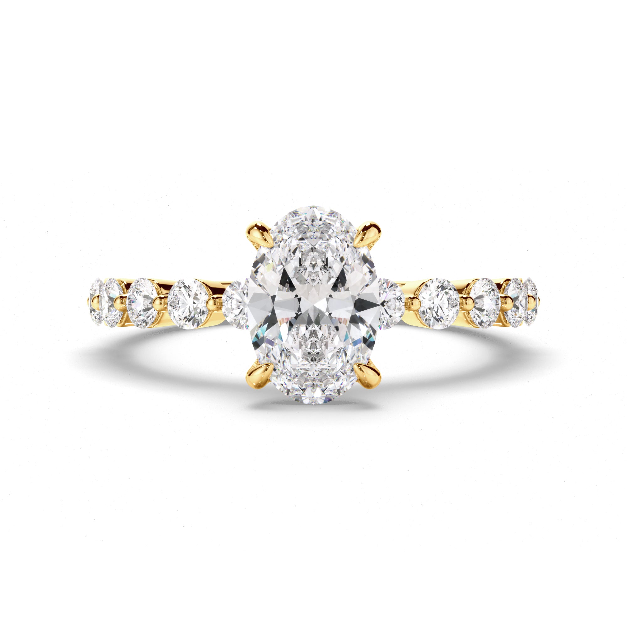 Lacey - Oval Cut Diamond Engagement Ring with Diamond Sides