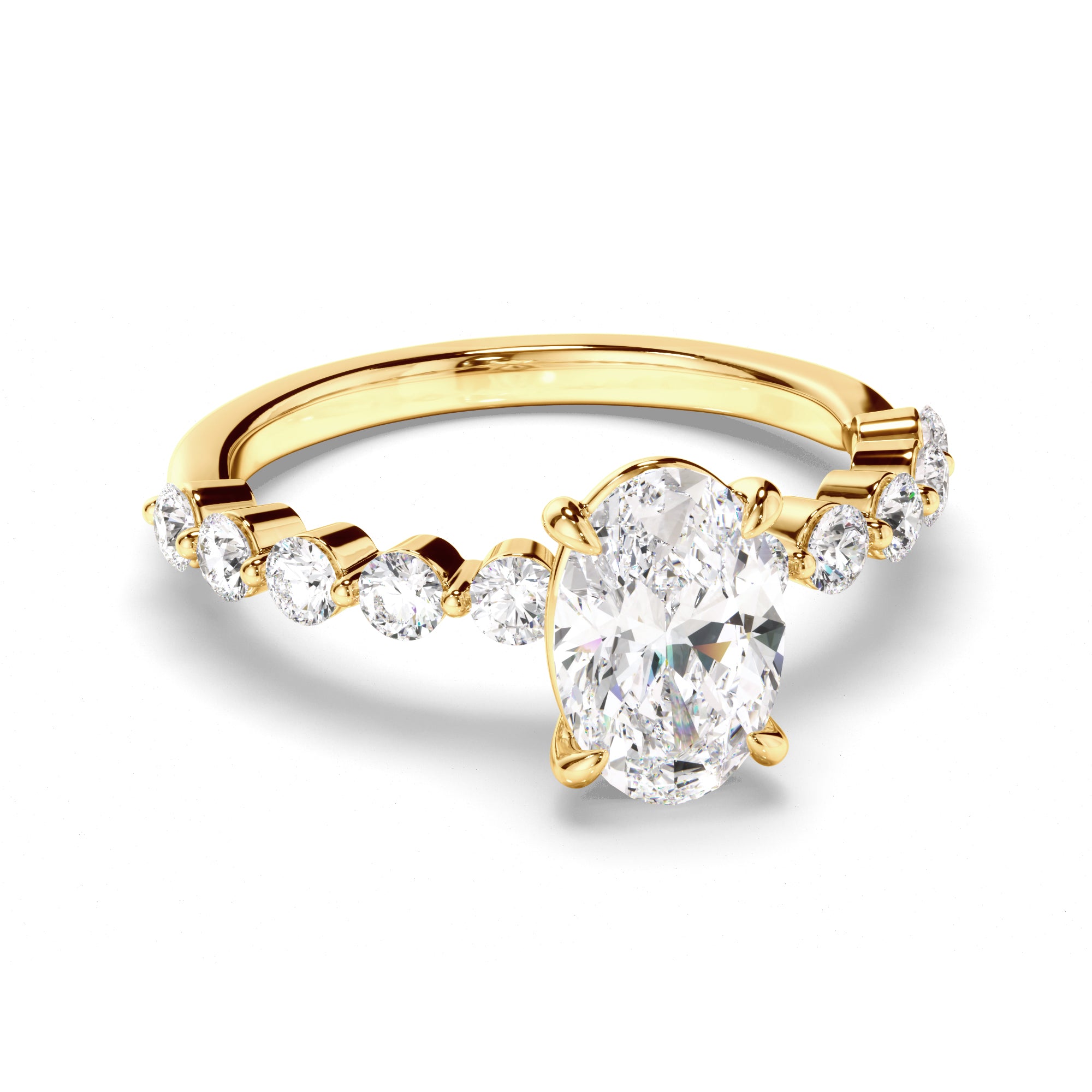 Lacey - Oval Cut Diamond Engagement Ring with Diamond Sides
