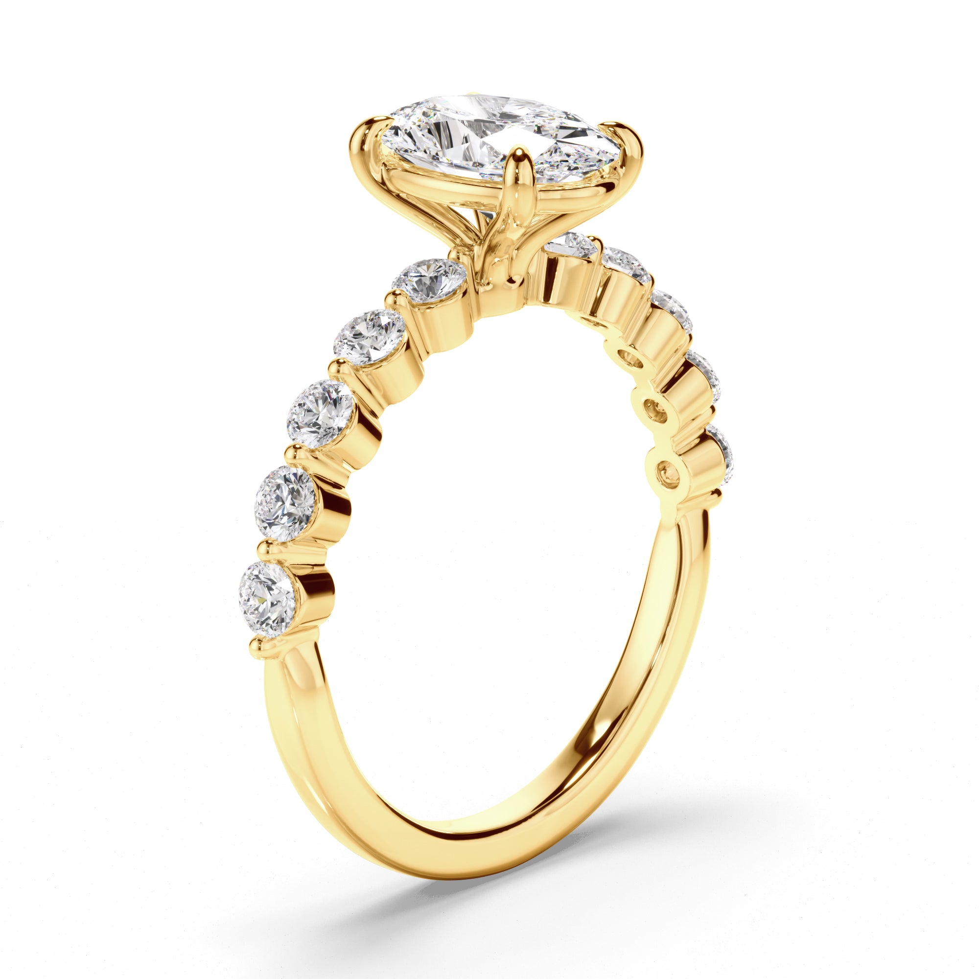 Lacey - Oval Cut Diamond Engagement Ring with Diamond Sides