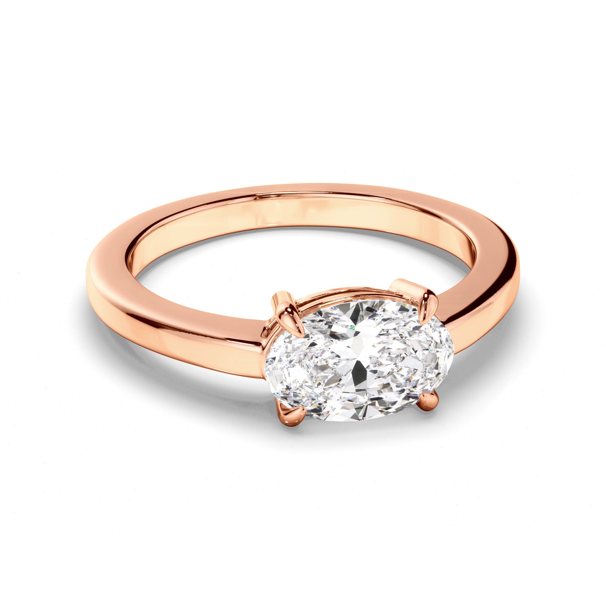 Florence - Oval Cut Diamond Solitaire East West Set Engagement Ring