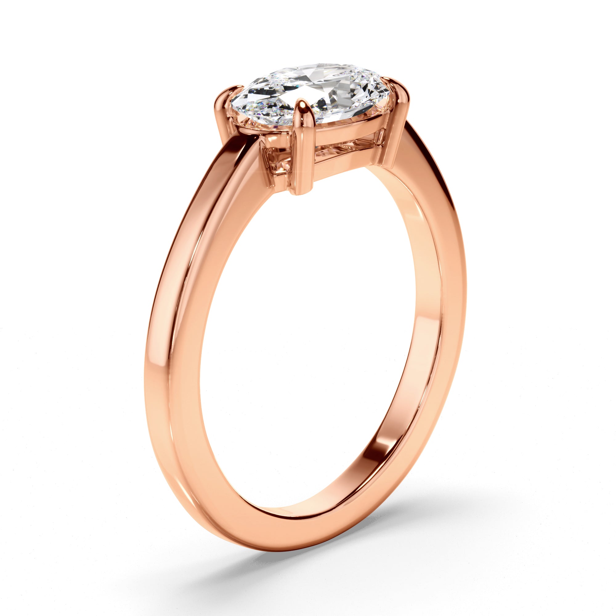 Florence - Oval Cut Diamond Solitaire East West Set Engagement Ring