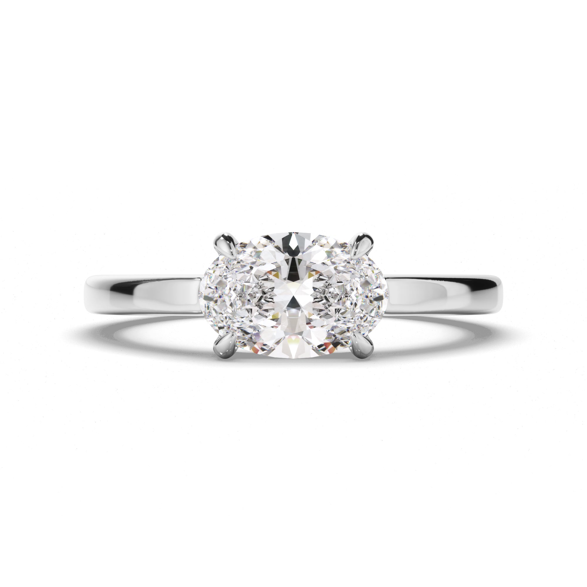 Florence - Oval Cut Diamond Solitaire East West Set Engagement Ring