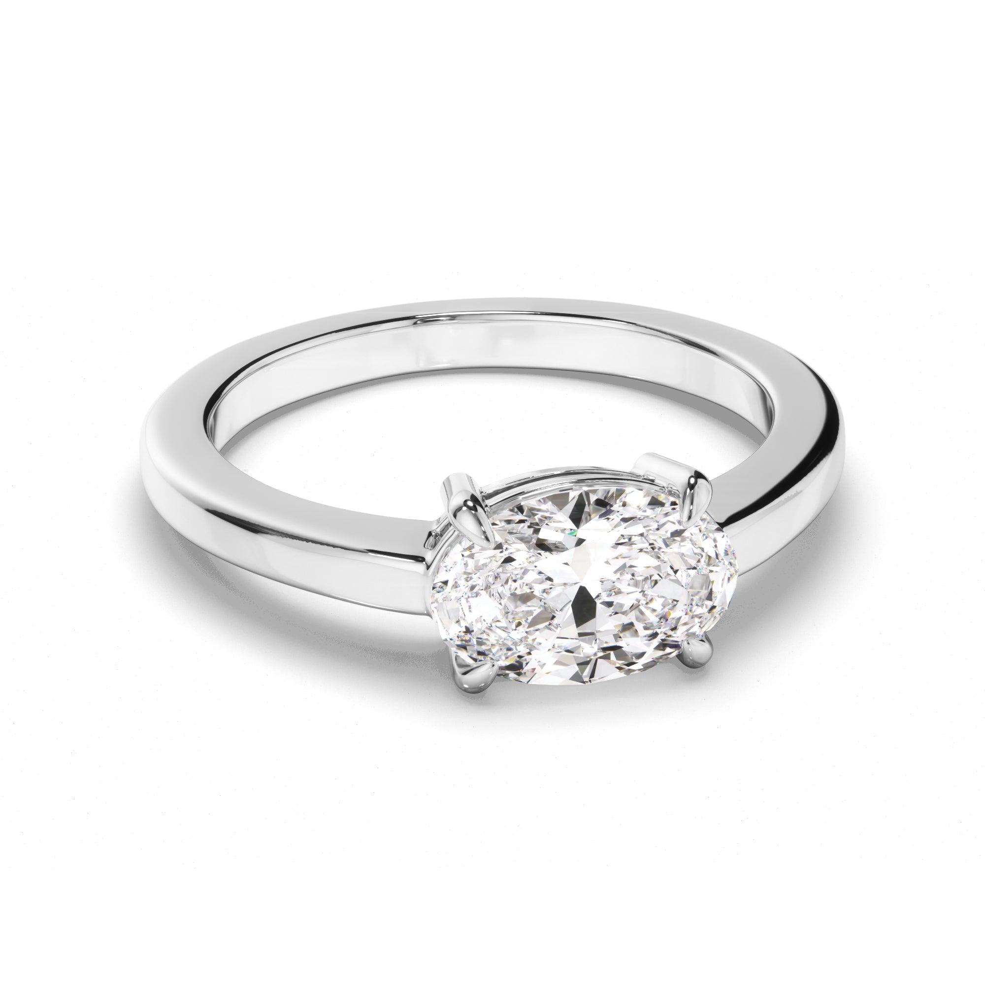 Florence - Oval Cut Diamond Solitaire East West Set Engagement Ring
