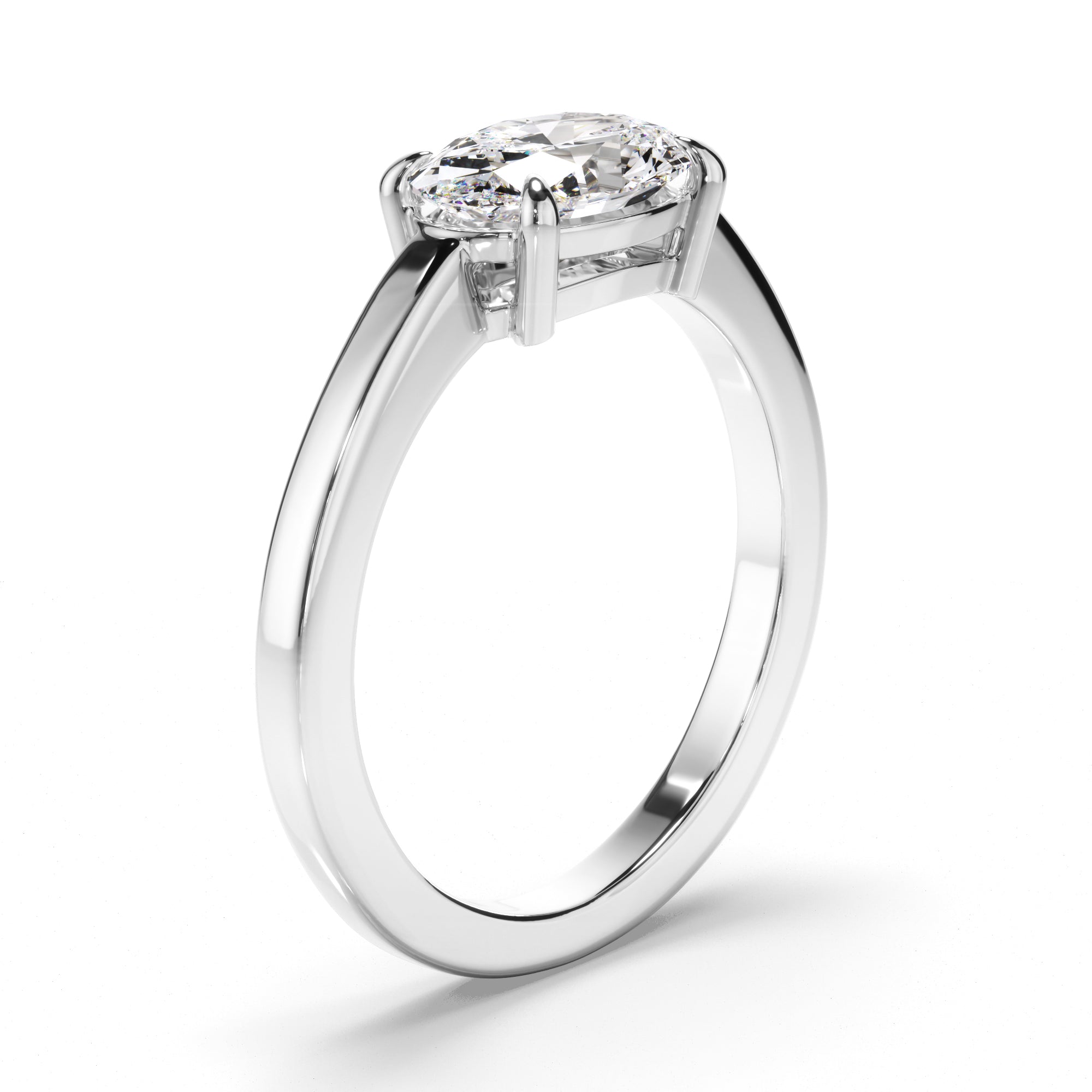 Florence - Oval Cut Diamond Solitaire East West Set Engagement Ring