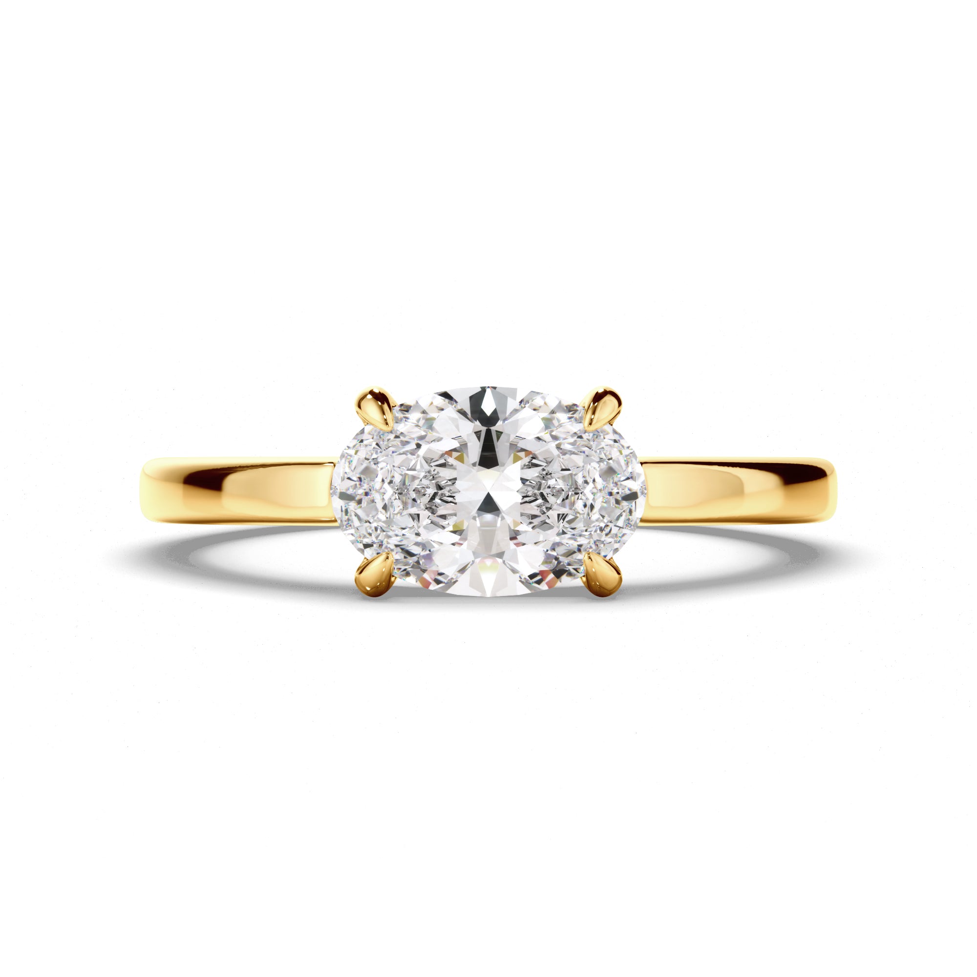 Florence - Oval Cut Diamond Solitaire East West Set Engagement Ring