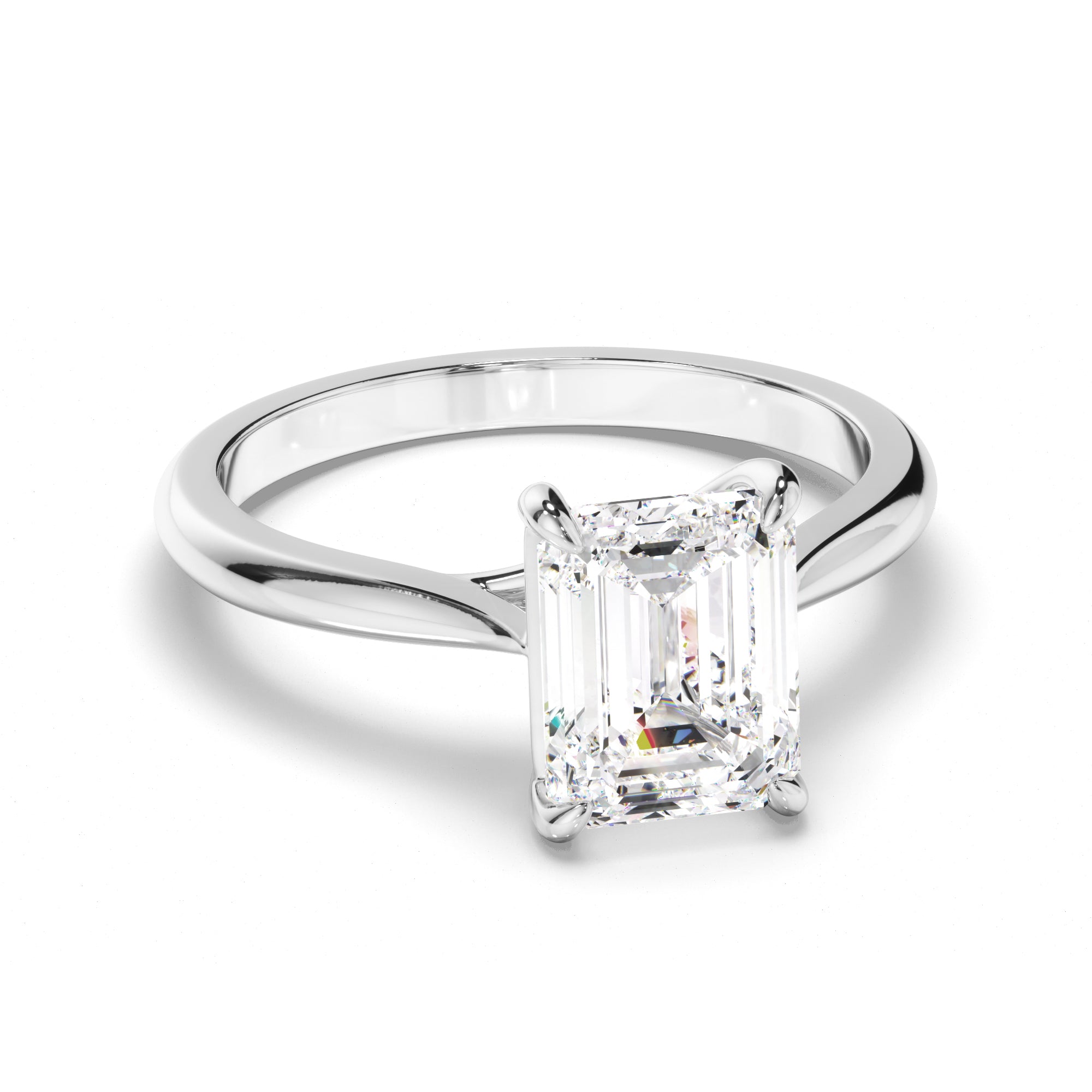 Lilian - Emerald Cut Diamond Solitaire Engagement Ring