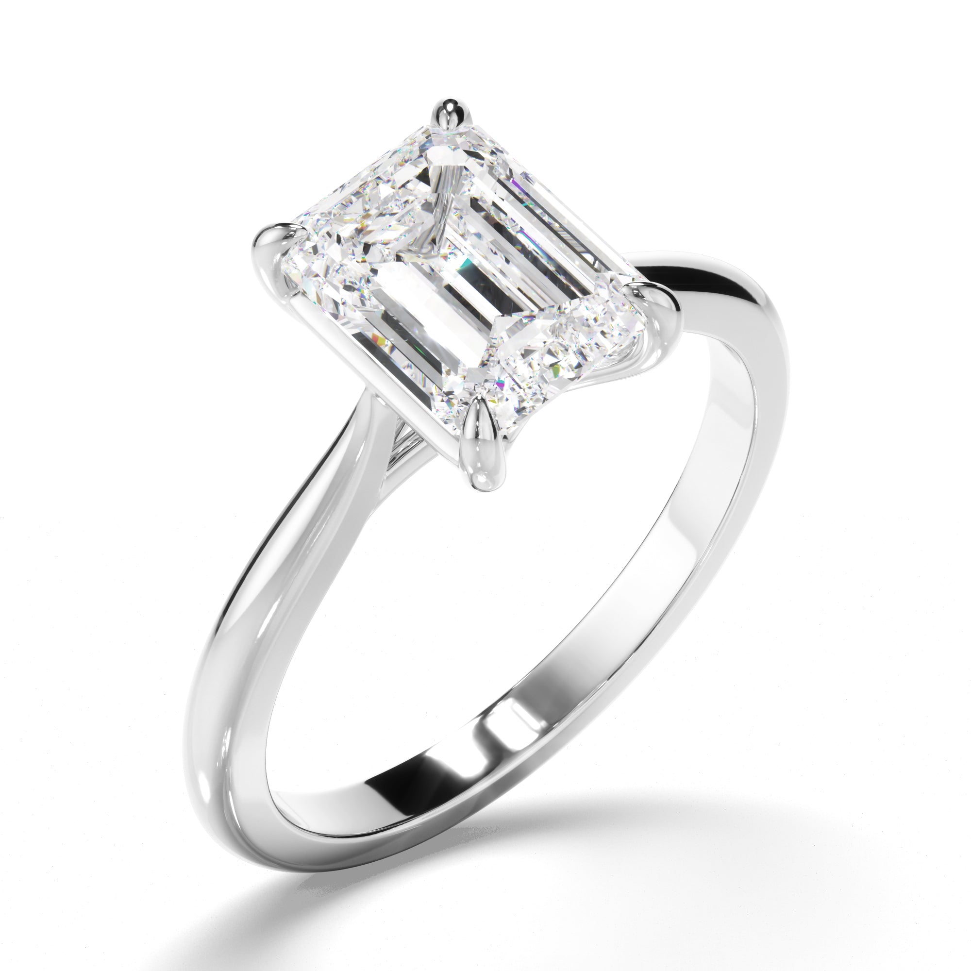 Lilian - Emerald Cut Diamond Solitaire Engagement Ring