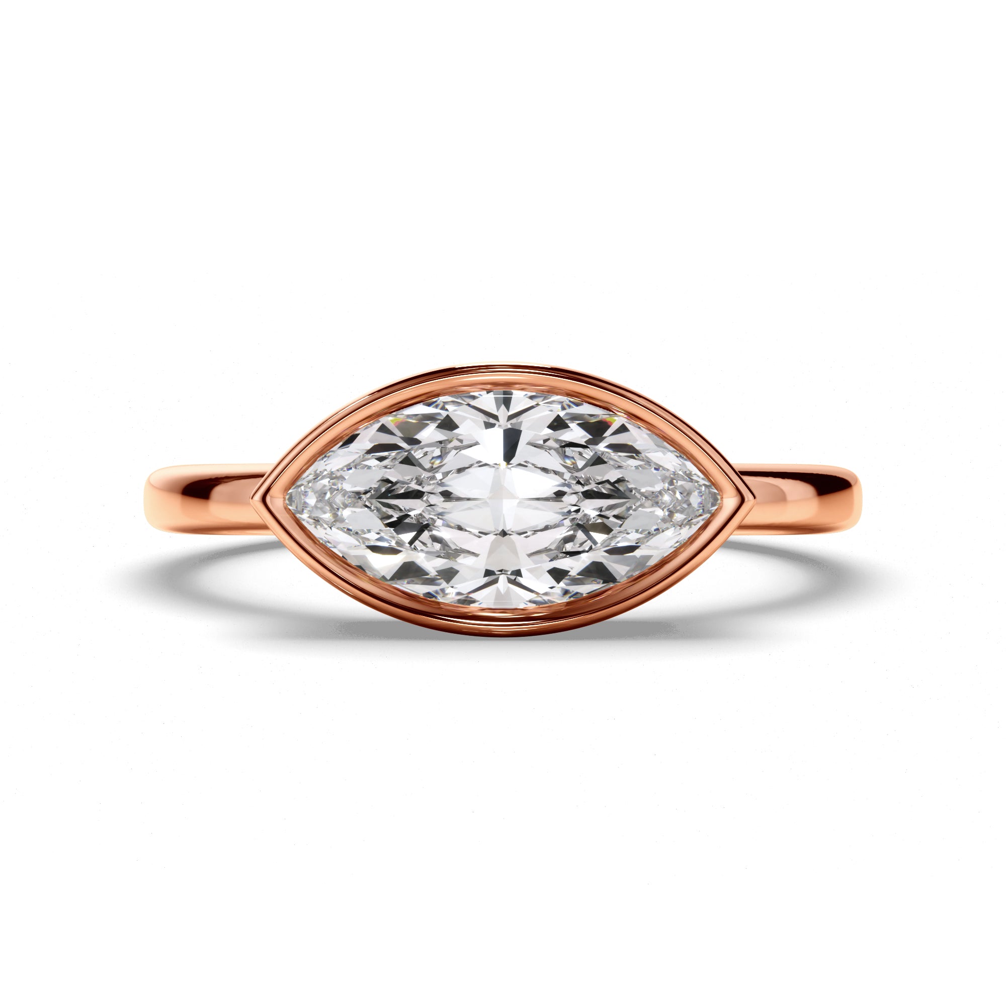 Annalise - Marquise Cut Diamond Bezel East West Solitaire Engagement Ring
