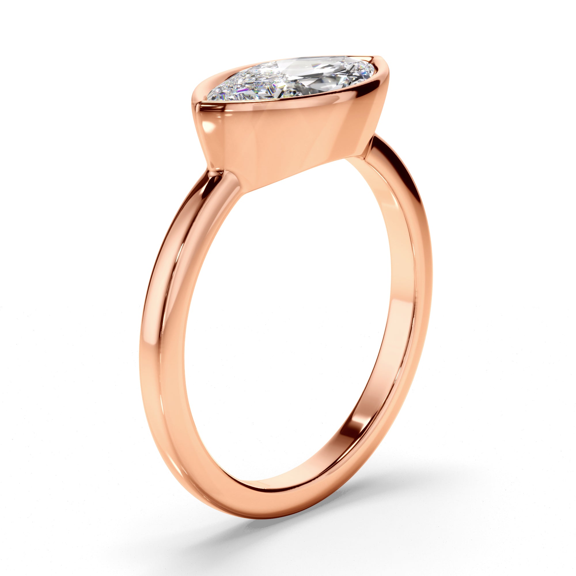 Annalise - Marquise Cut Diamond Bezel East West Solitaire Engagement Ring