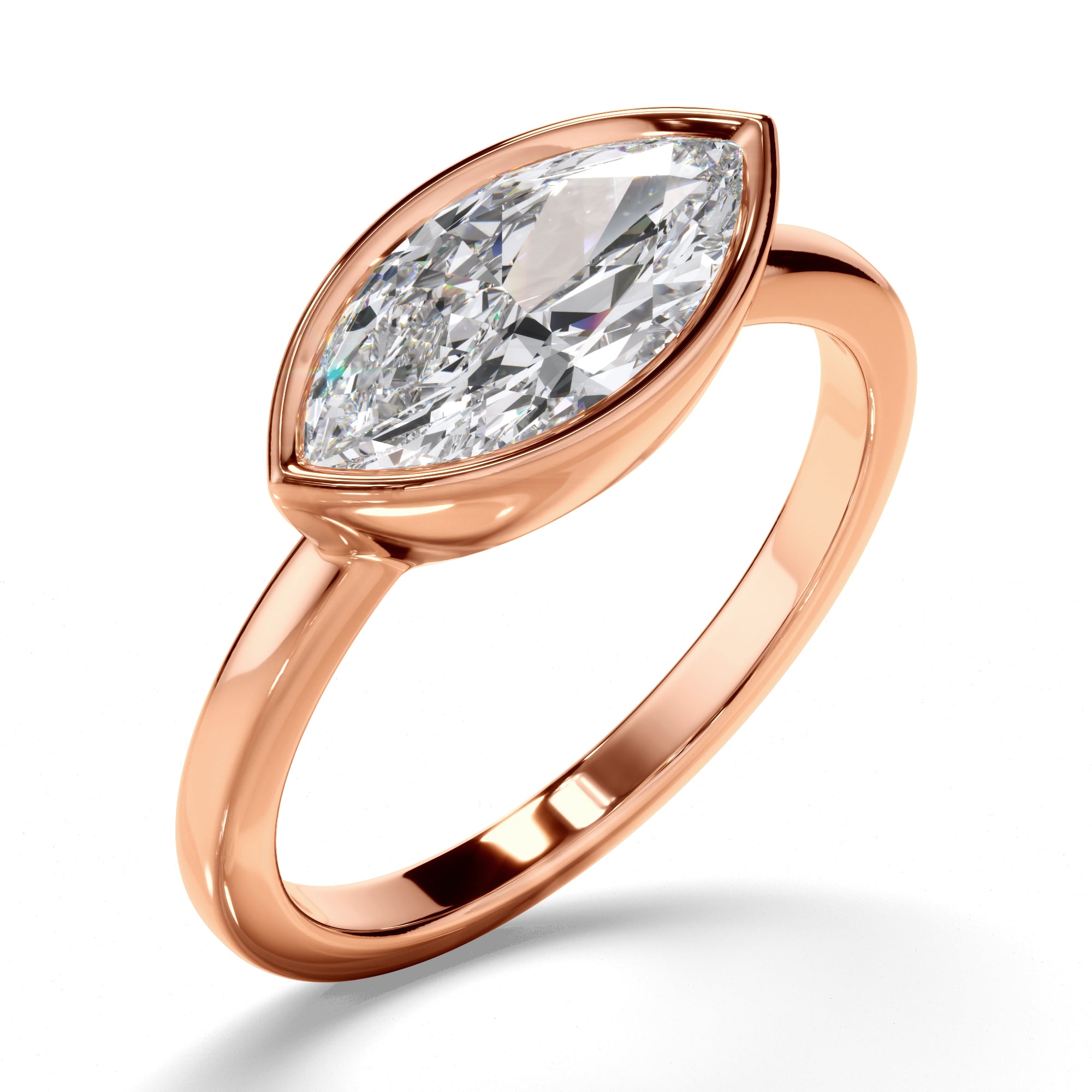 Annalise - Marquise Cut Diamond Bezel East West Solitaire Engagement Ring