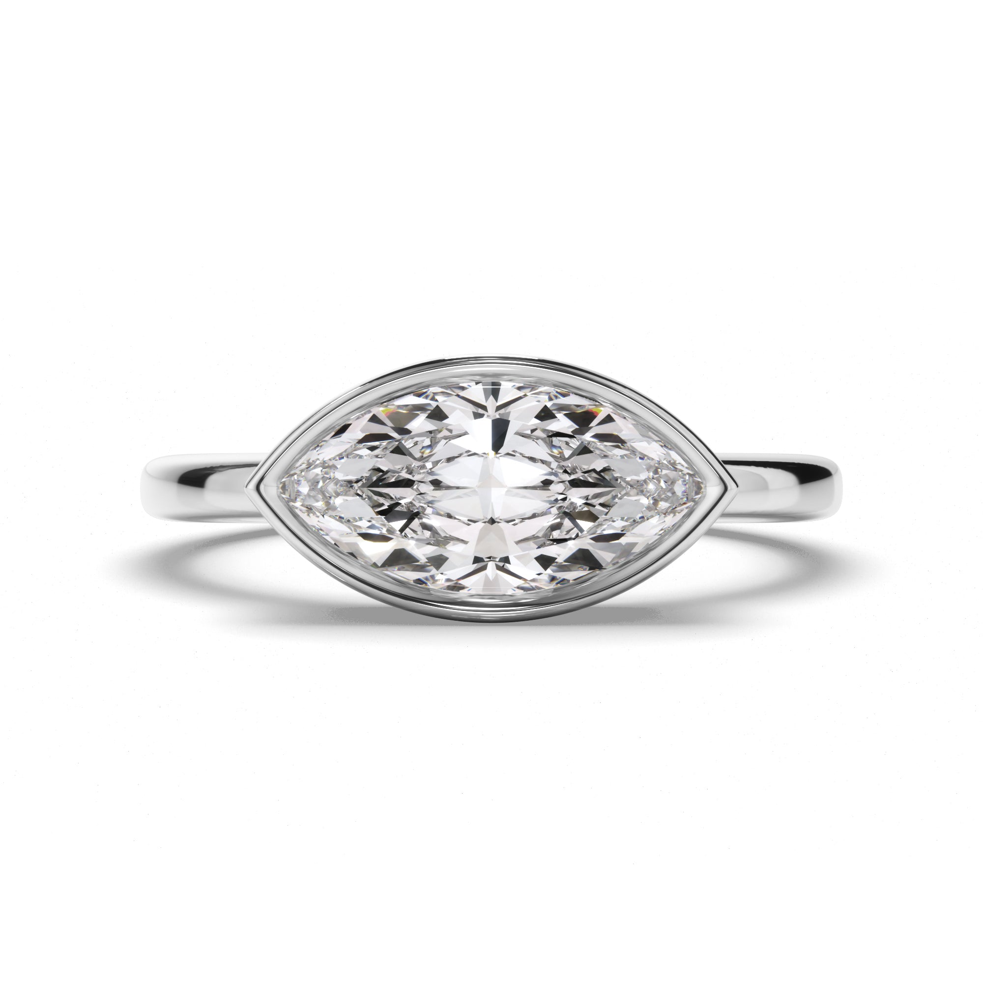 Annalise - Marquise Cut Diamond Bezel East West Solitaire Engagement Ring