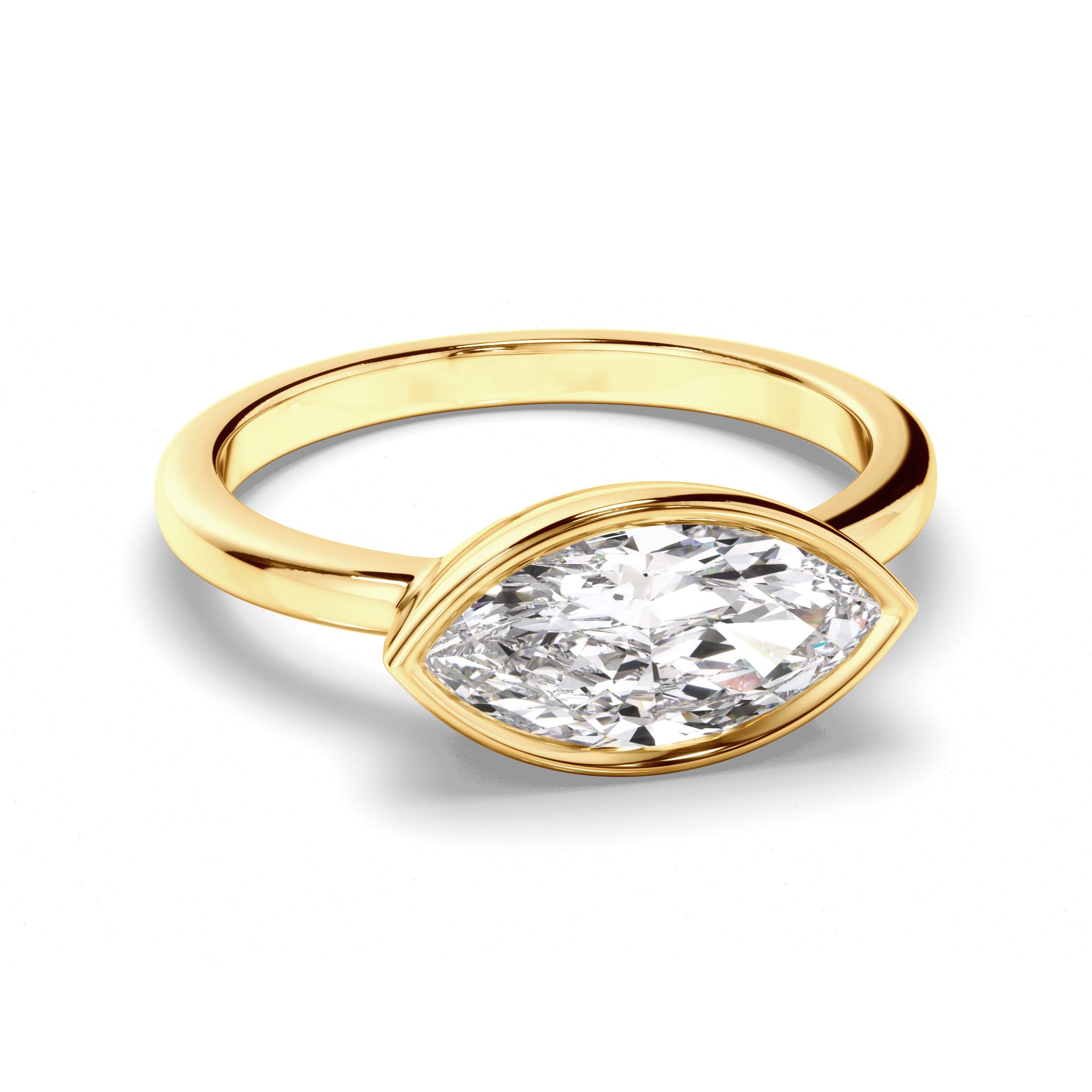 Annalise - Marquise Cut Diamond Bezel East West Solitaire Engagement Ring