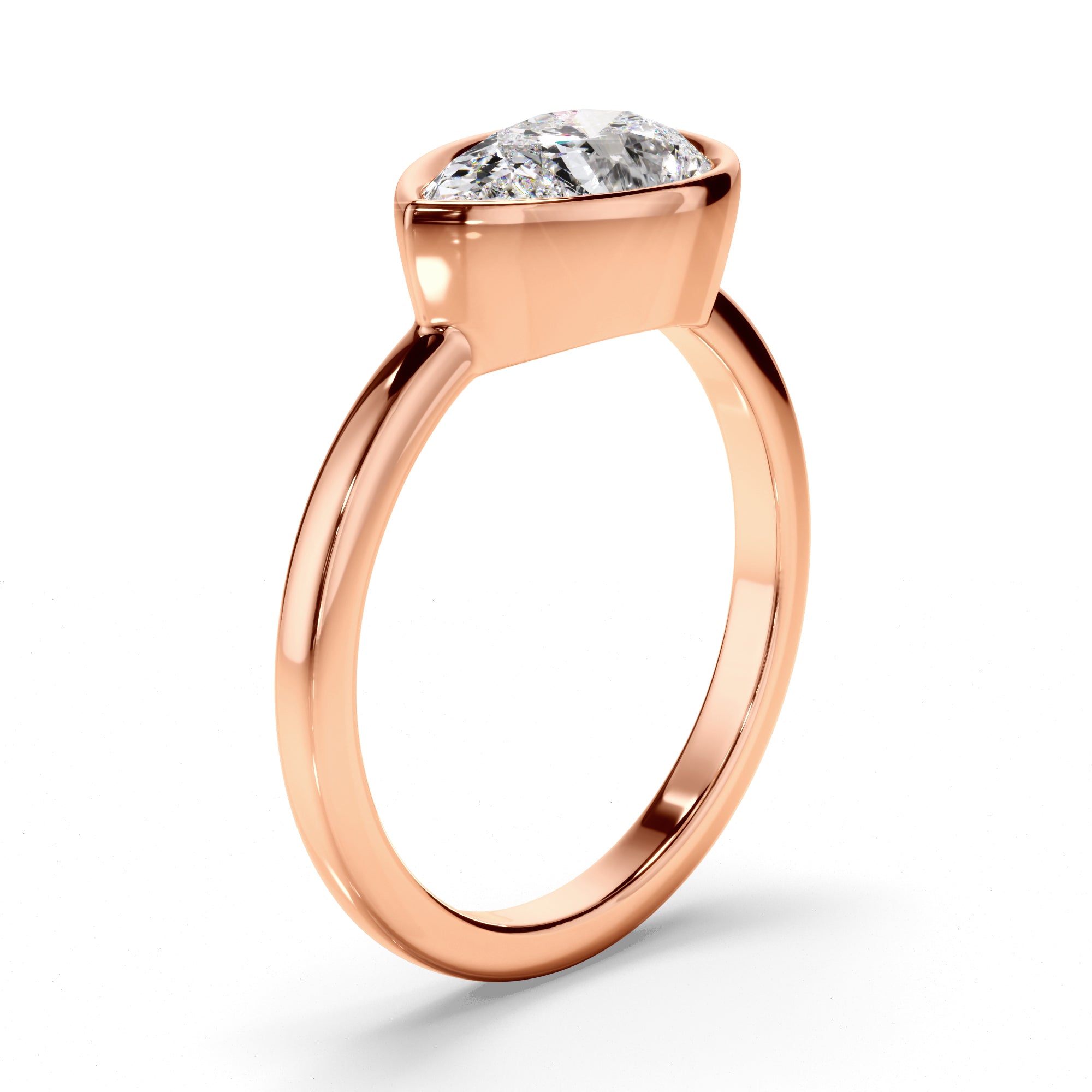 Clarisse - Pear Cut Diamond Bezel East West Solitaire Engagement Ring