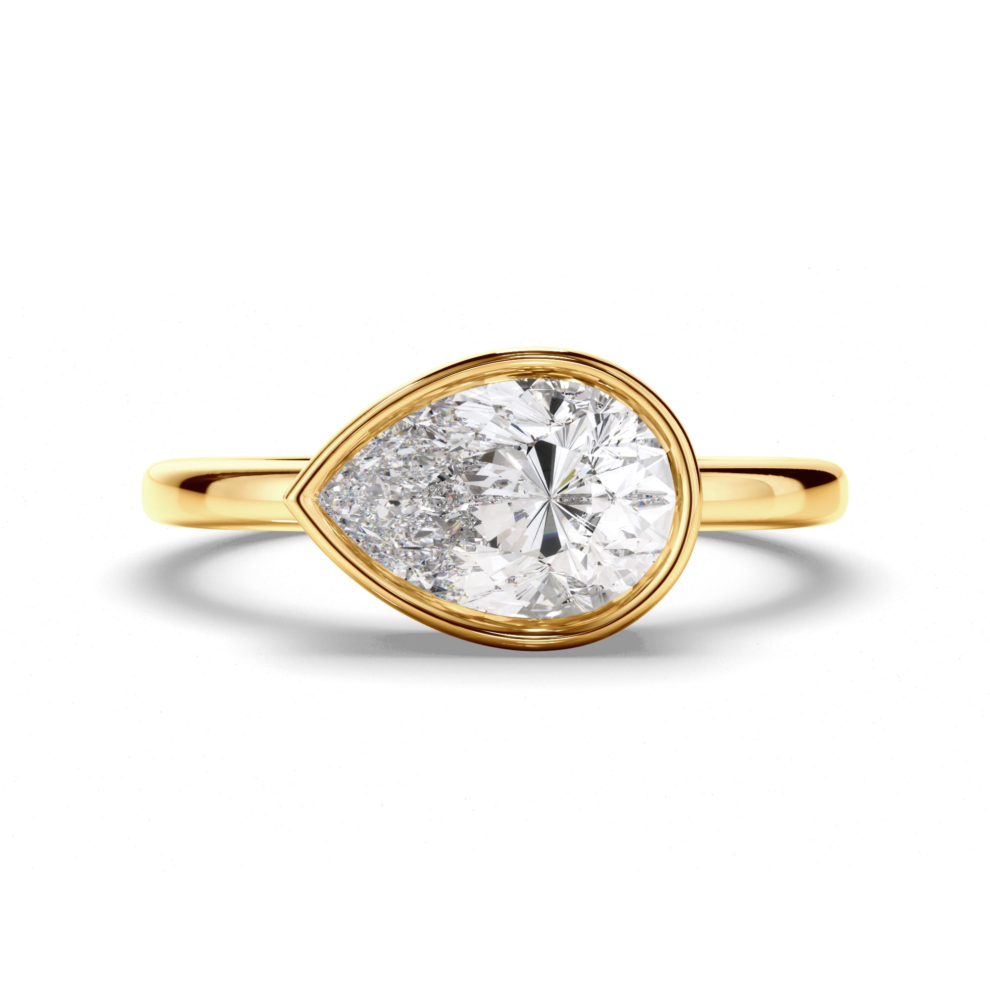 Clarisse - Pear Cut Diamond Bezel East West Solitaire Engagement Ring