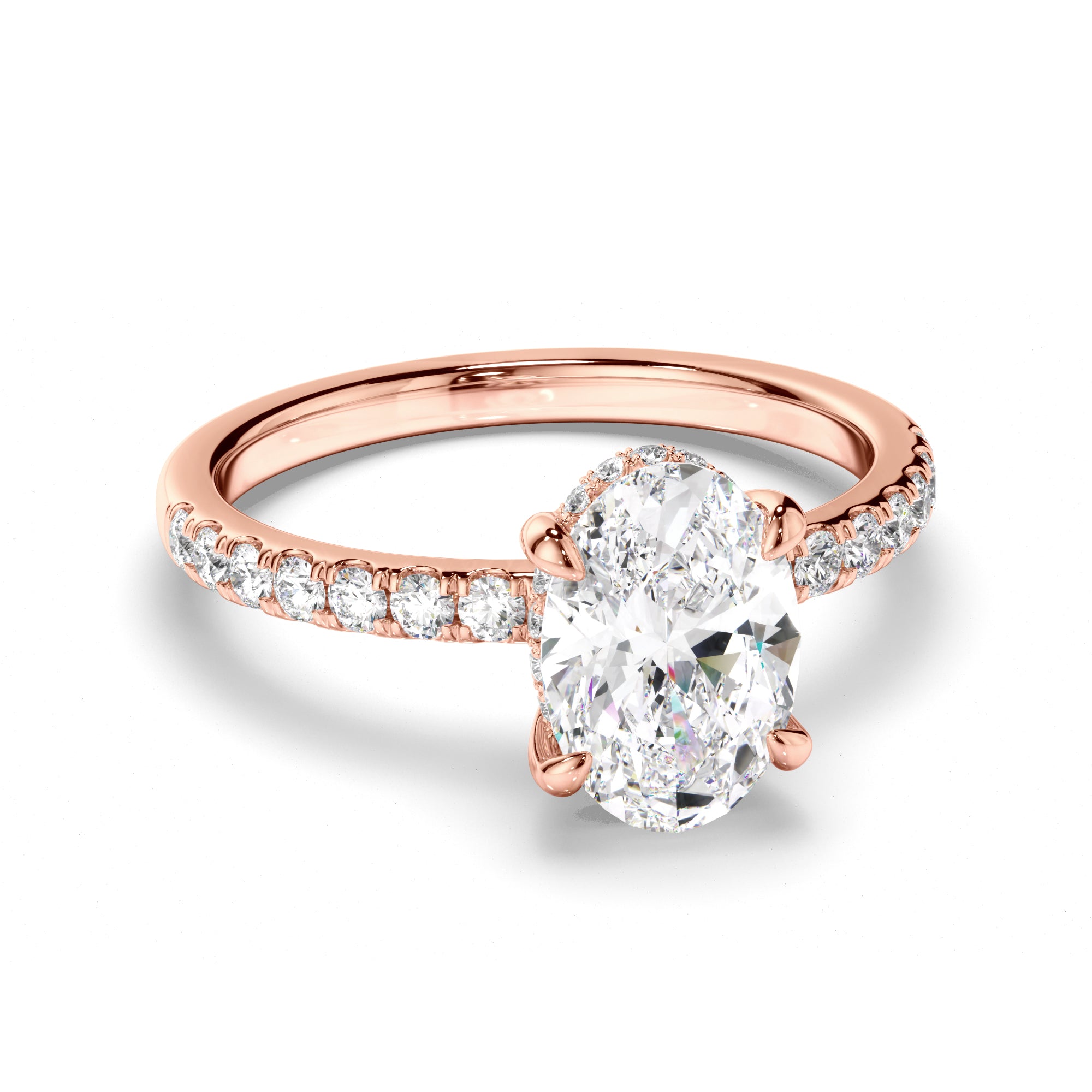 Solene - Oval Cut Diamond Engagement Ring with Diamond Sides