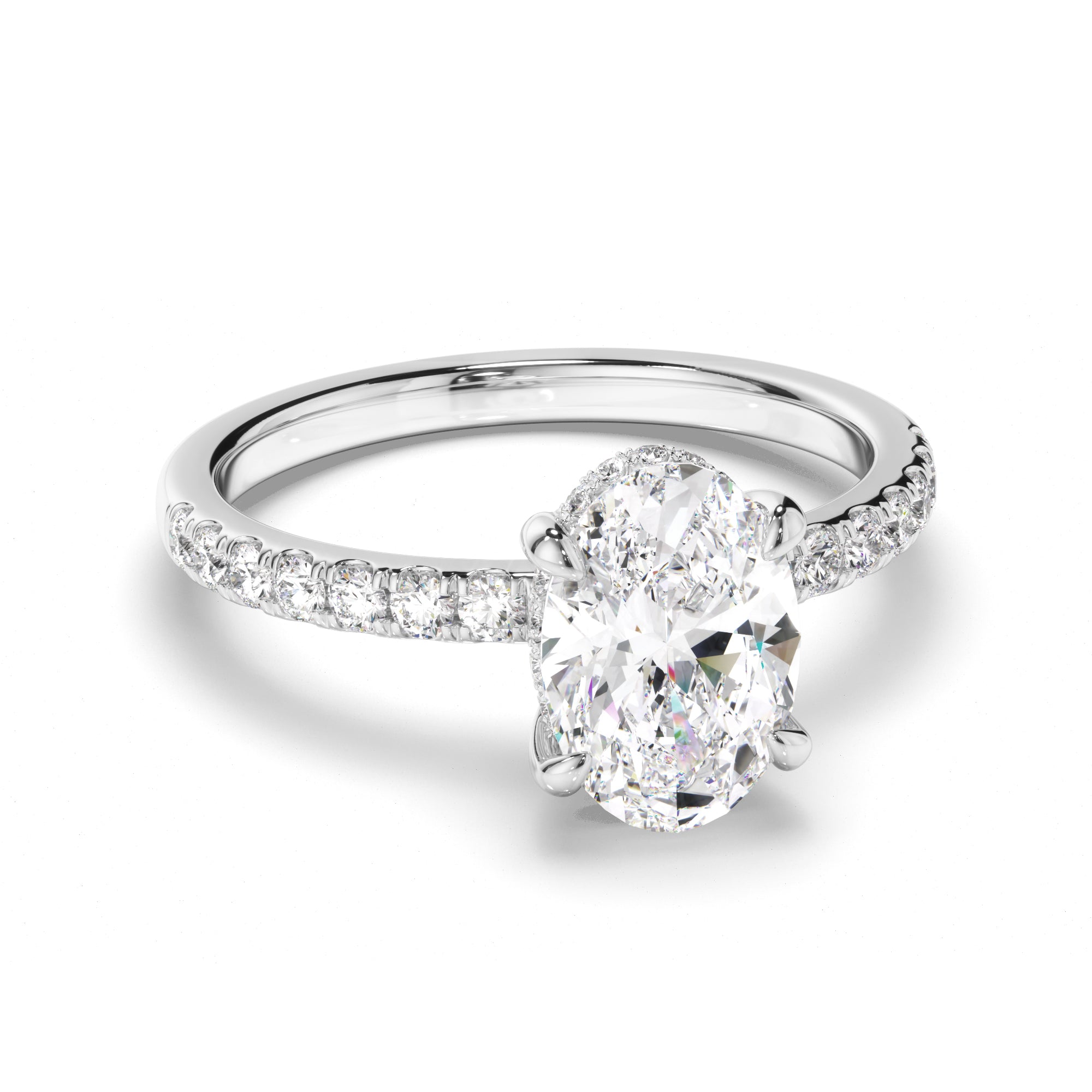 Solene - Oval Cut Diamond Engagement Ring with Diamond Sides