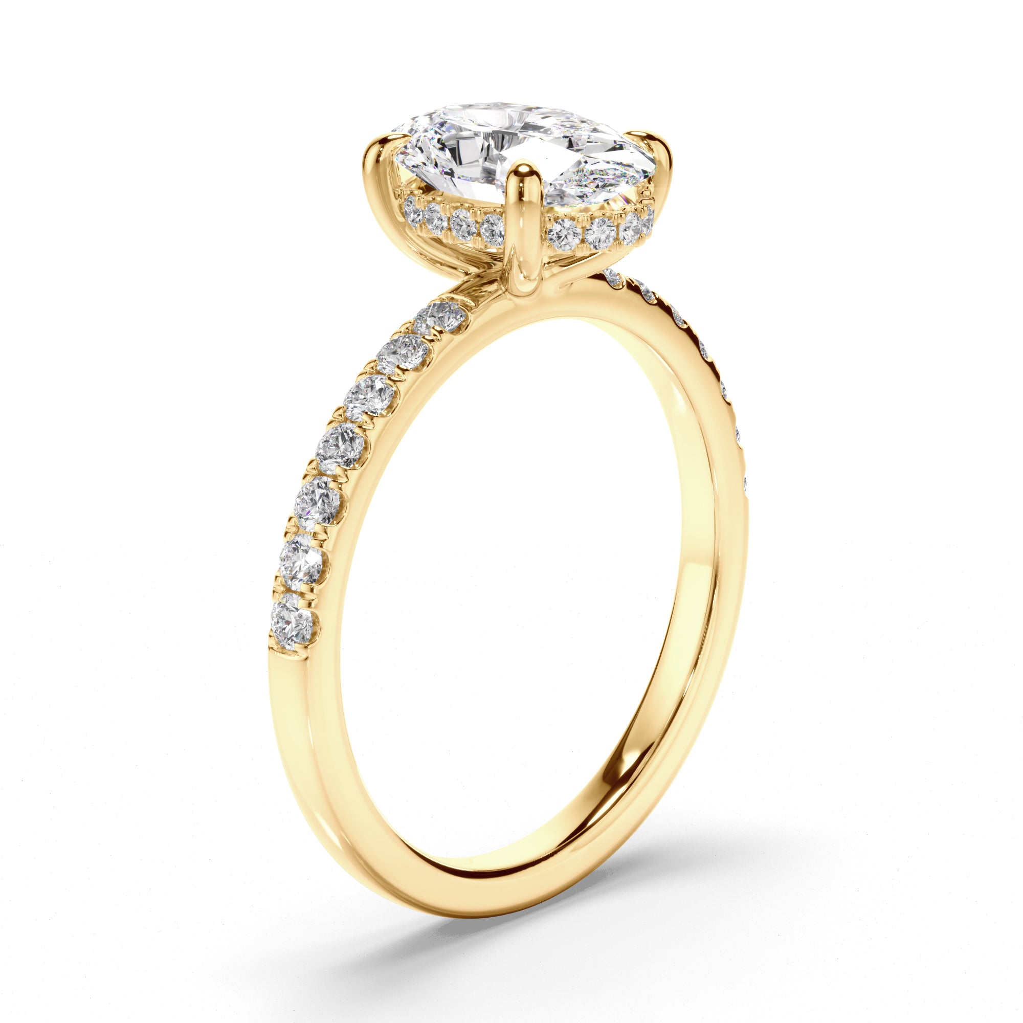 Solene - Oval Cut Diamond Engagement Ring with Diamond Sides
