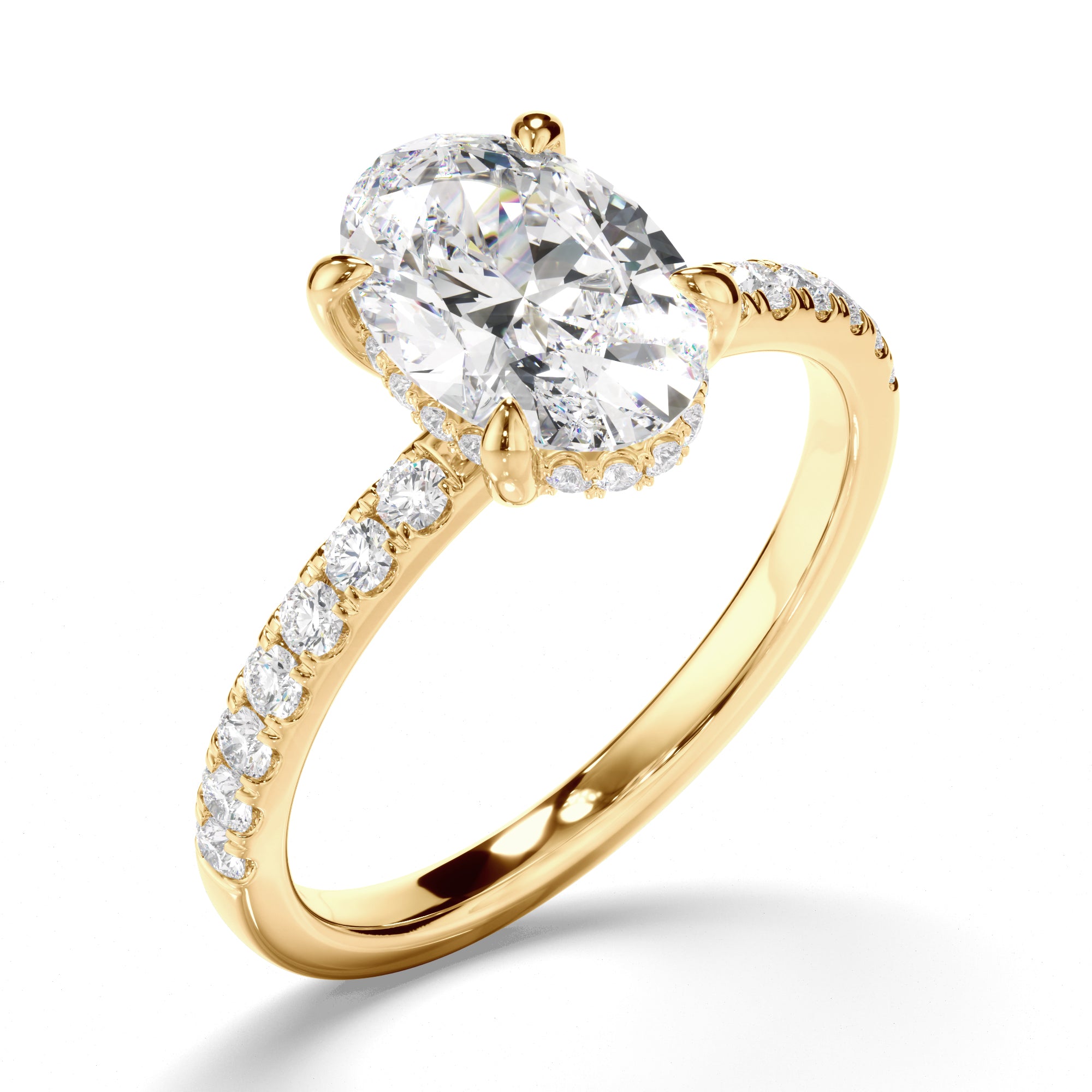 Solene - Oval Cut Diamond Engagement Ring with Diamond Sides
