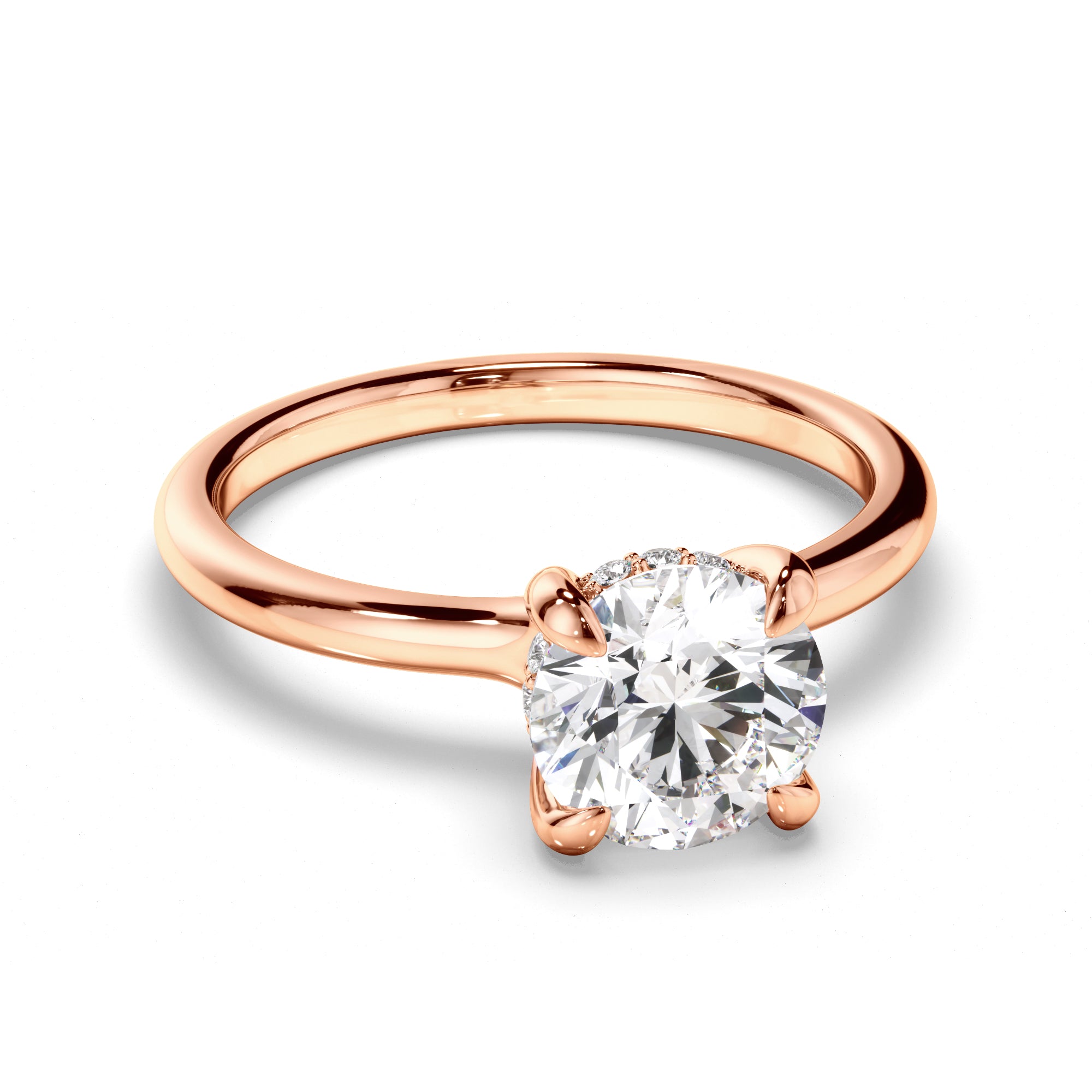 Amelia - Round Brilliant Cut Diamond Hidden Halo Engagement Ring