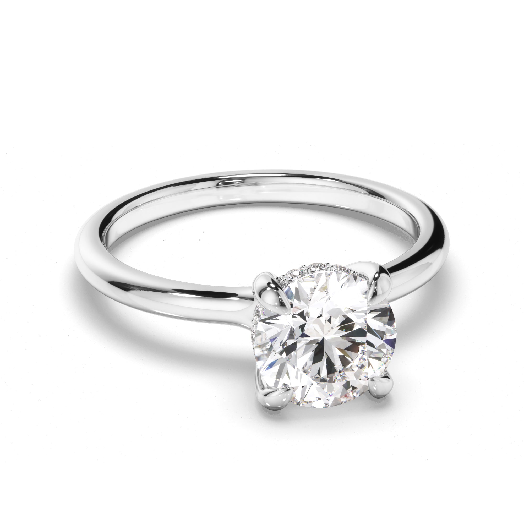 Amelia - Round Brilliant Cut Diamond Hidden Halo Engagement Ring