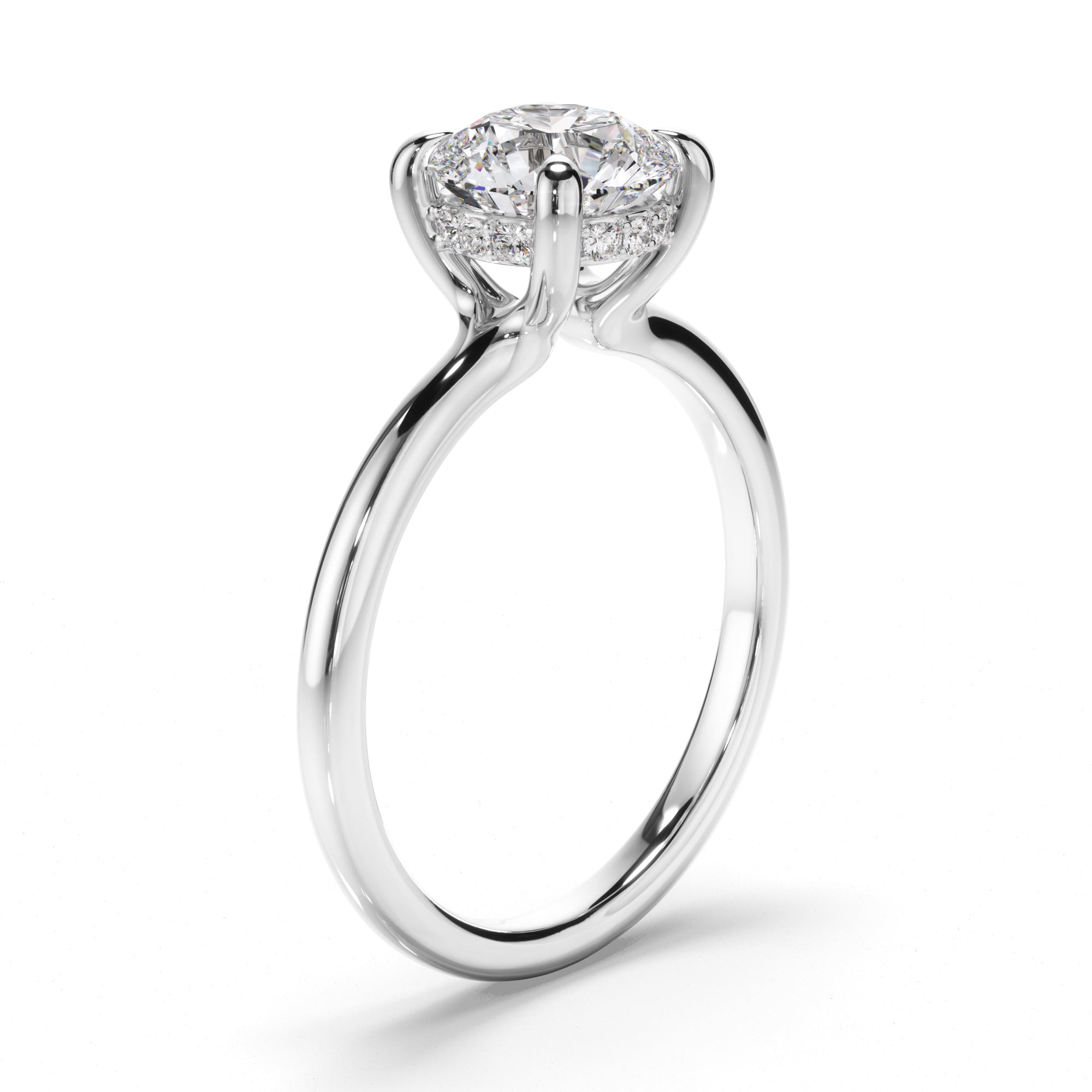 Amelia - Round Brilliant Cut Diamond Hidden Halo Engagement Ring