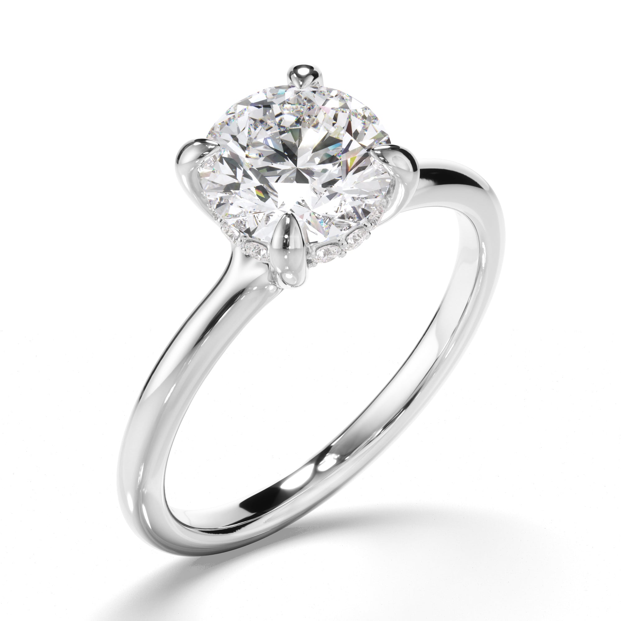 Amelia - Round Brilliant Cut Diamond Hidden Halo Engagement Ring