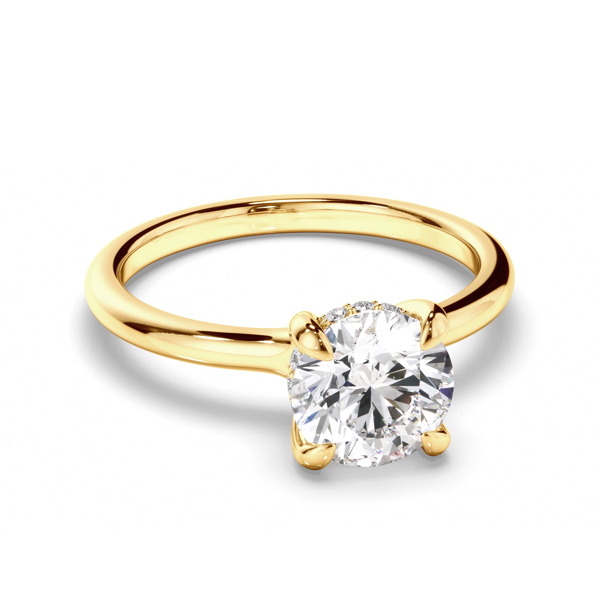 Amelia - Round Brilliant Cut Diamond Hidden Halo Engagement Ring