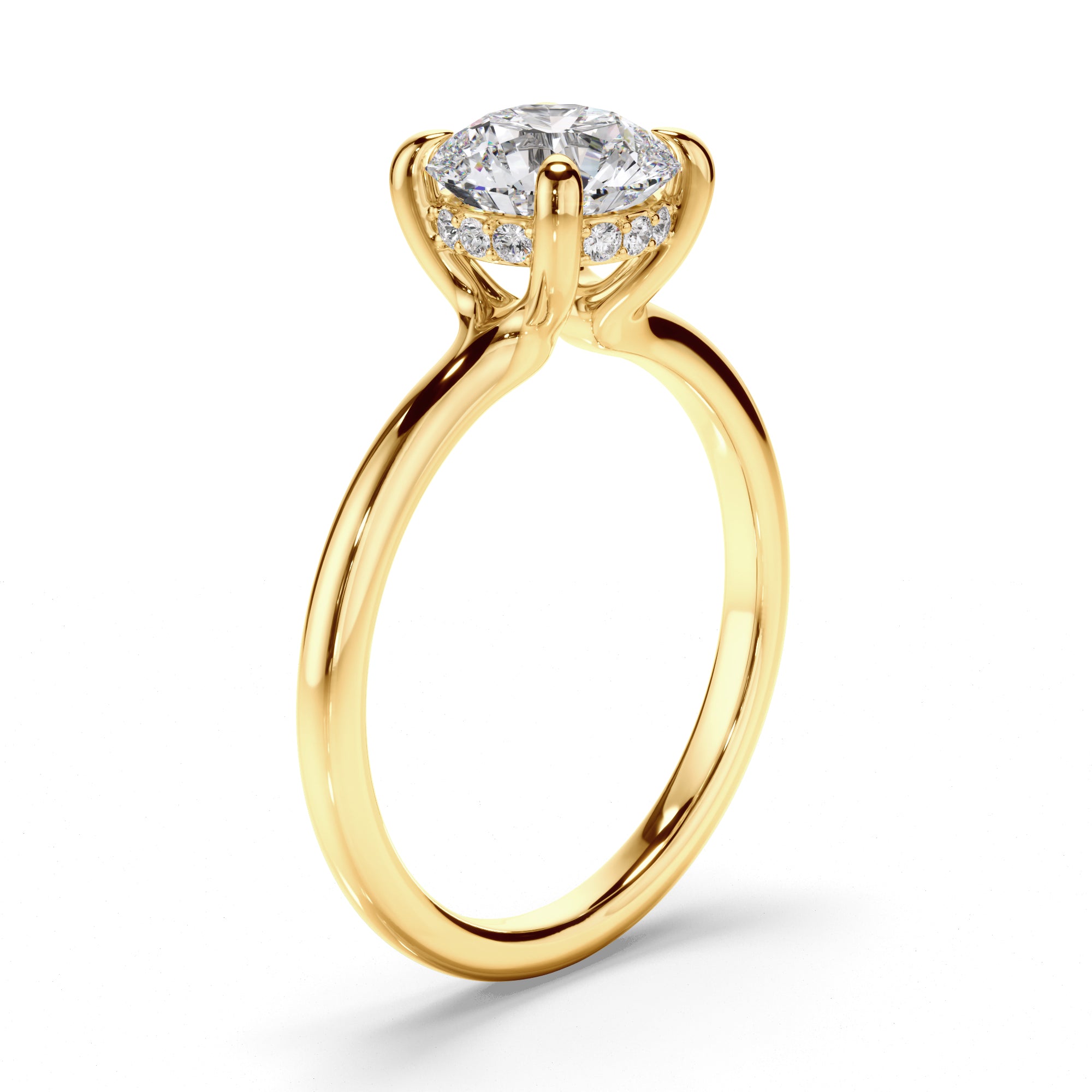 Amelia - Round Brilliant Cut Diamond Hidden Halo Engagement Ring
