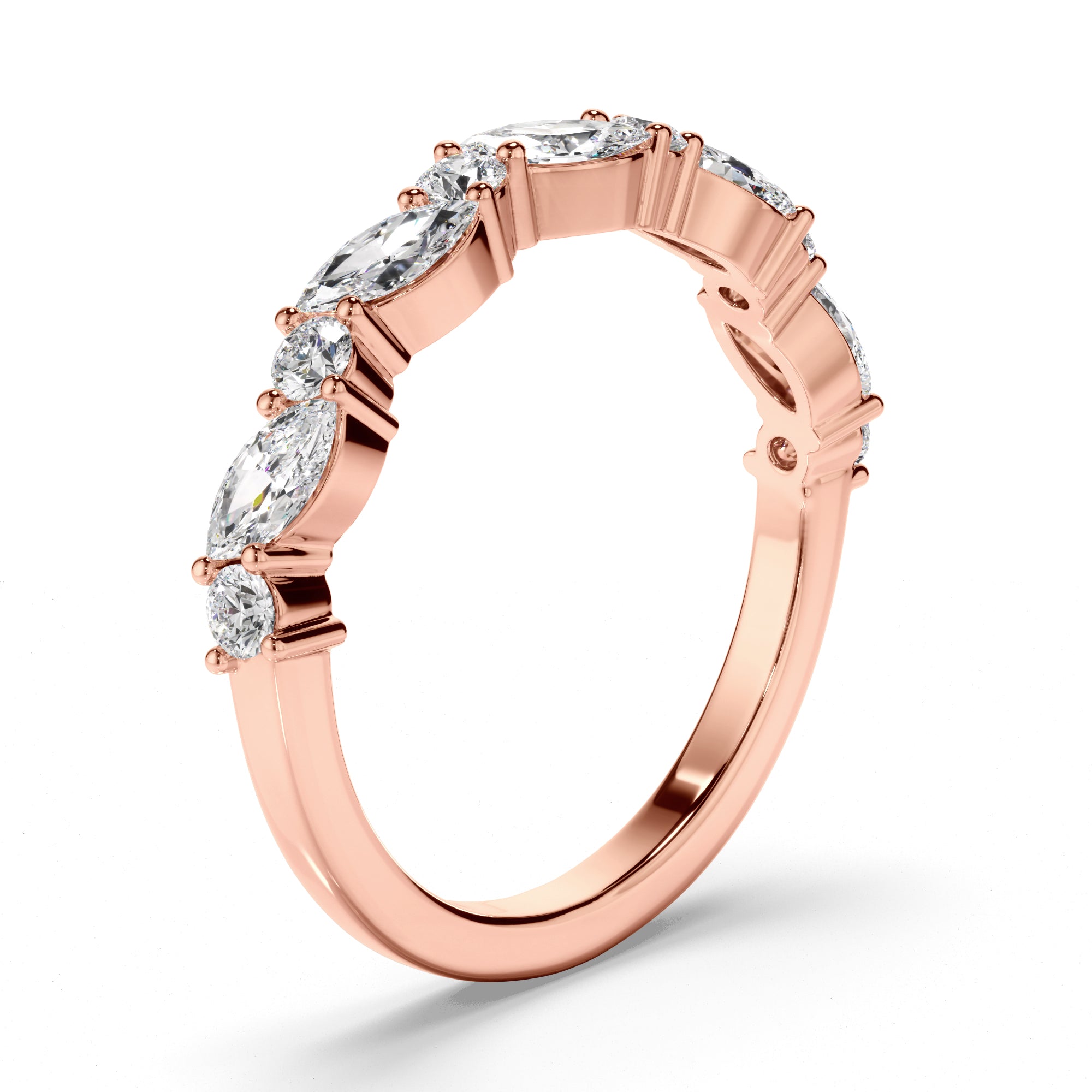 Rosabelle - Round Brilliant & Marquise Cut Diamond Anniversary Ring